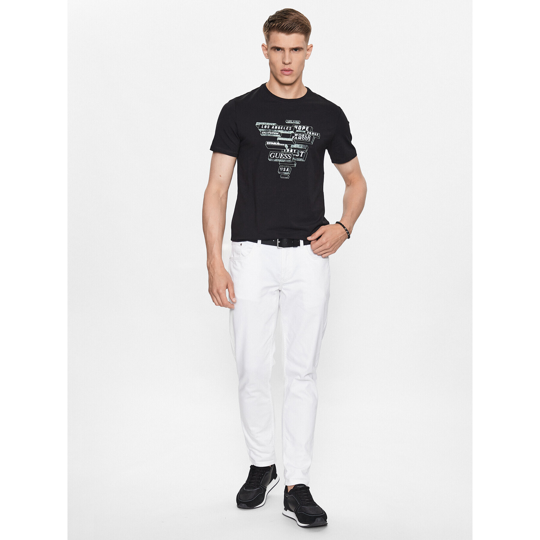 Guess Tricou M3YI23 J1314 Negru Slim Fit - Pled.ro