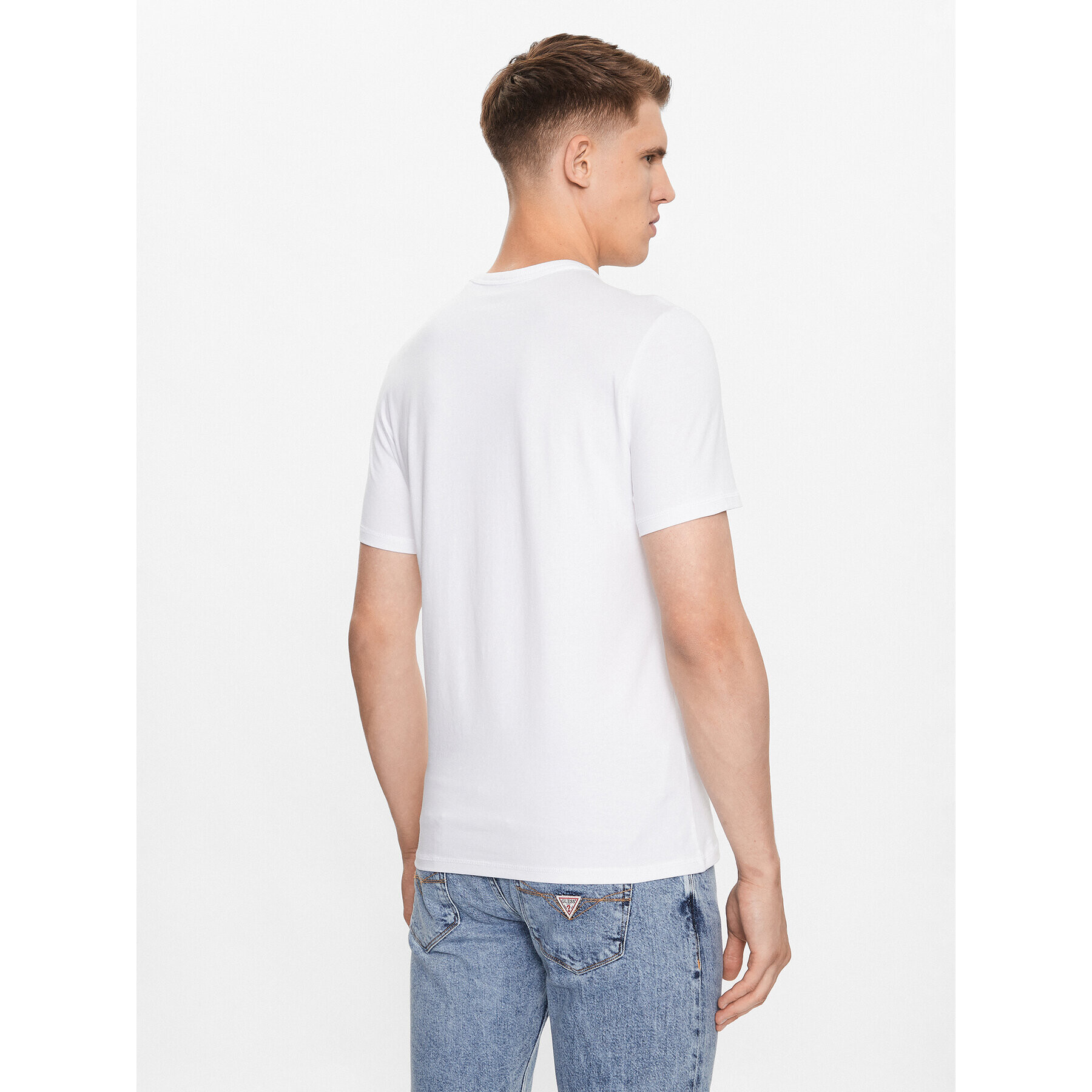 Guess Tricou M3YI27 J1314 Alb Slim Fit - Pled.ro