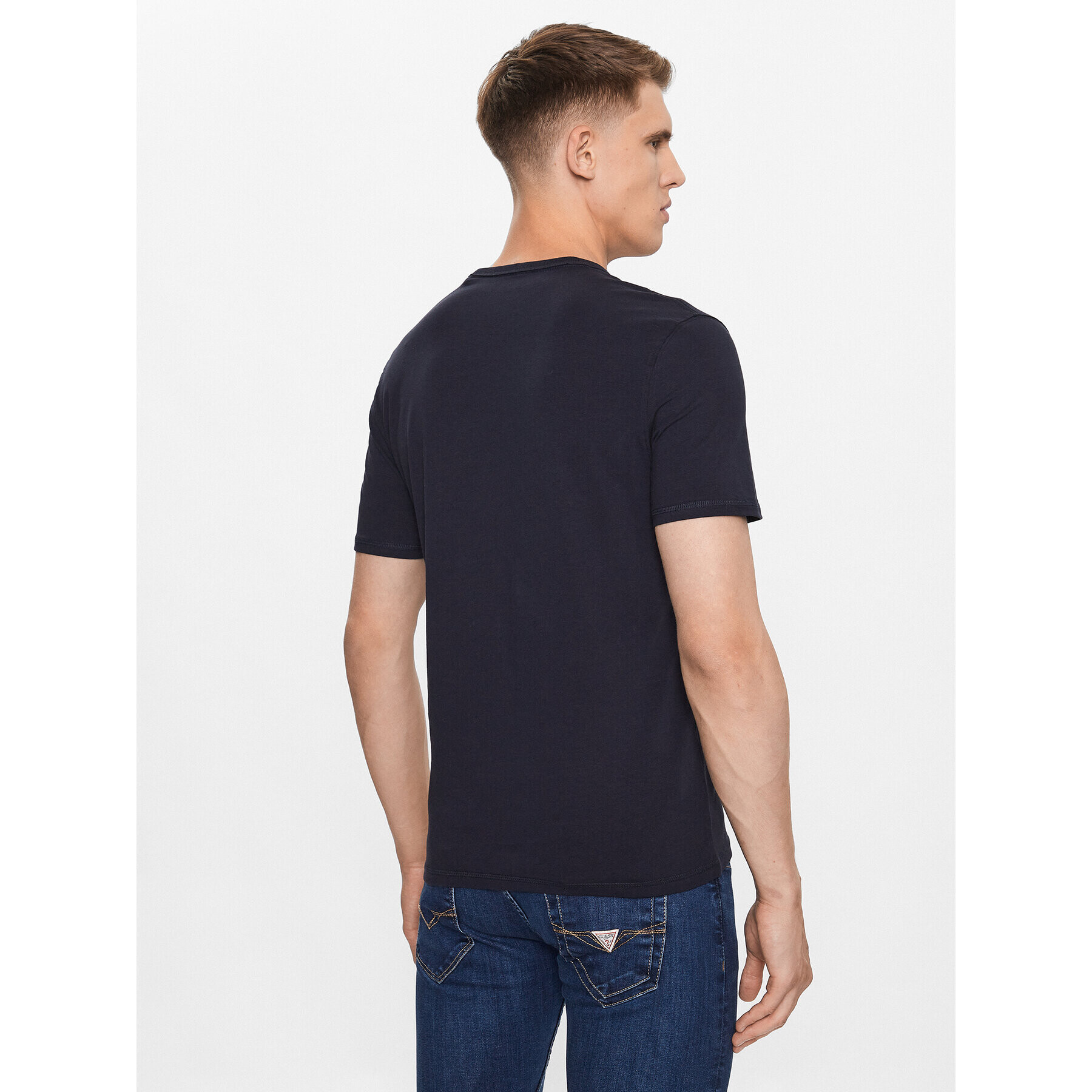 Guess Tricou M3YI27 J1314 Albastru Slim Fit - Pled.ro