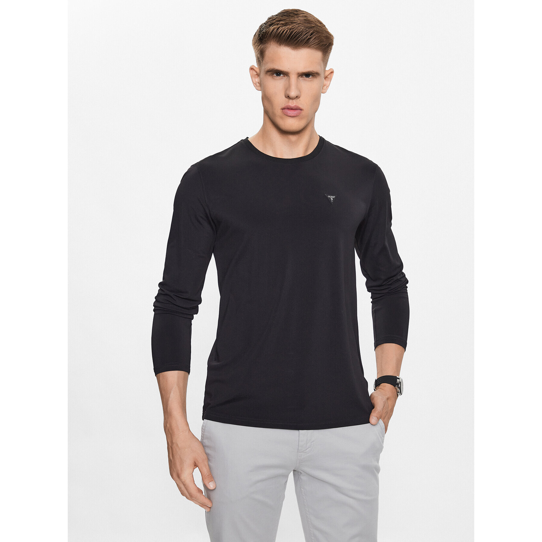 Guess Tricou M3YI39 KBS60 Negru Slim Fit - Pled.ro