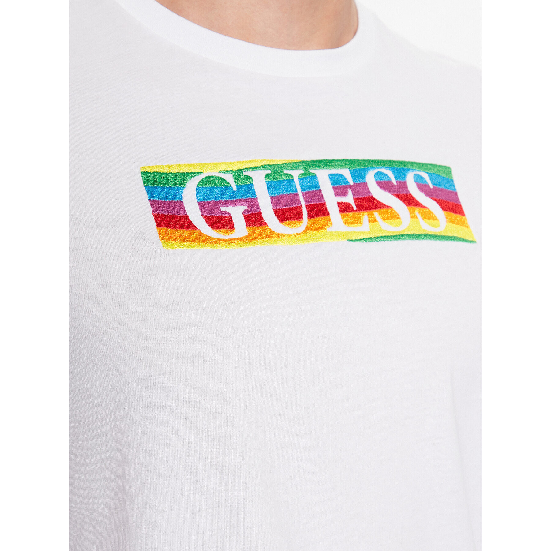 Guess Tricou M3YI60 K9RM1 Alb Slim Fit - Pled.ro