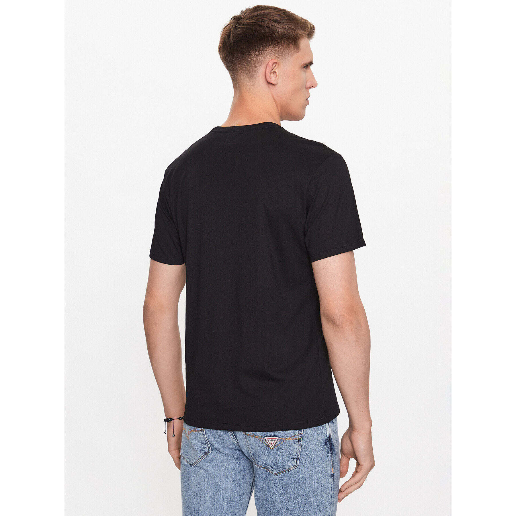 Guess Tricou M3YI60 K9RM1 Placat cu rodiu negru Slim Fit - Pled.ro