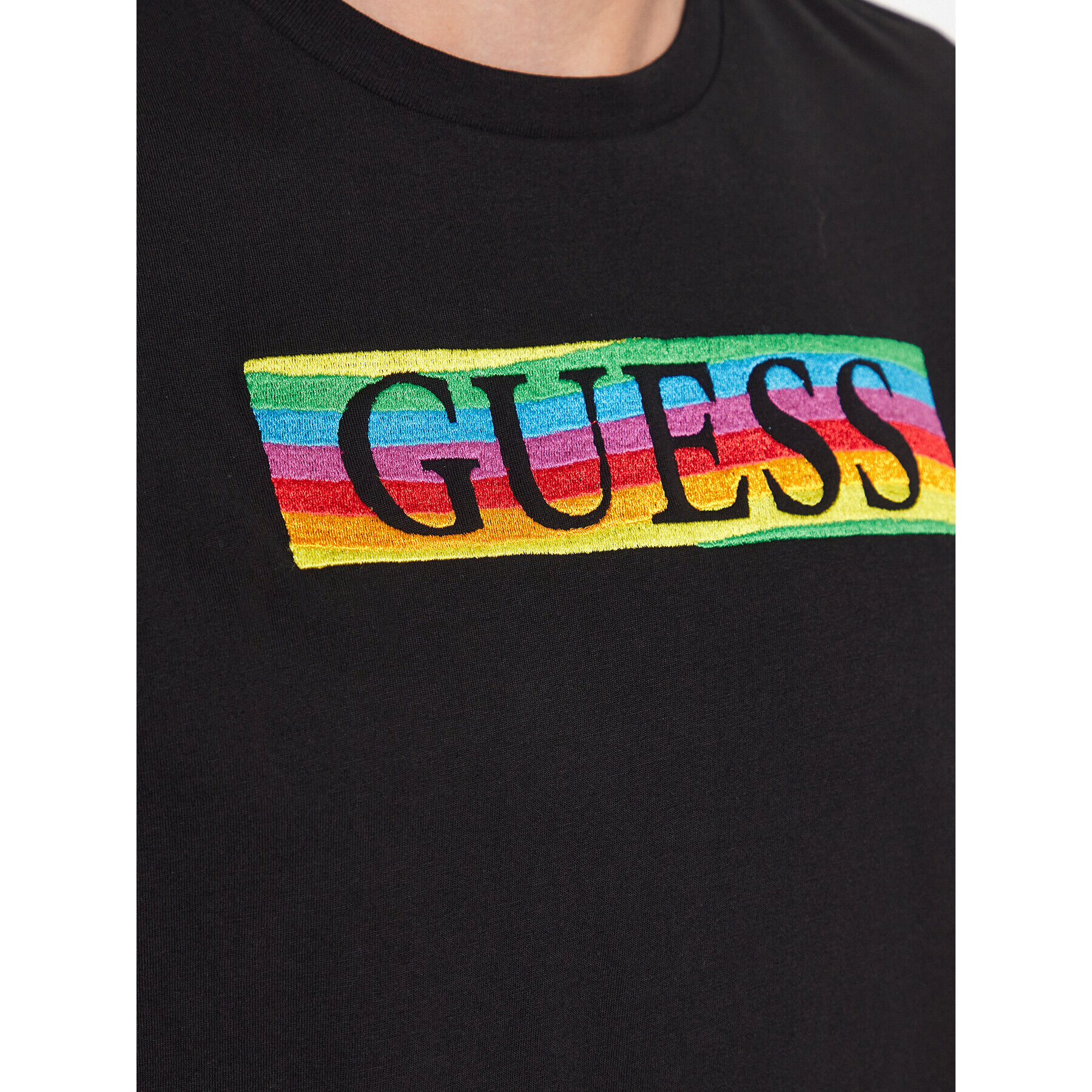 Guess Tricou M3YI60 K9RM1 Placat cu rodiu negru Slim Fit - Pled.ro