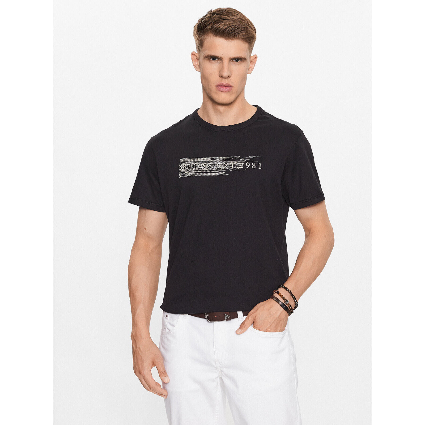 Guess Tricou M3YI89 K8FQ4 Negru Regular Fit - Pled.ro