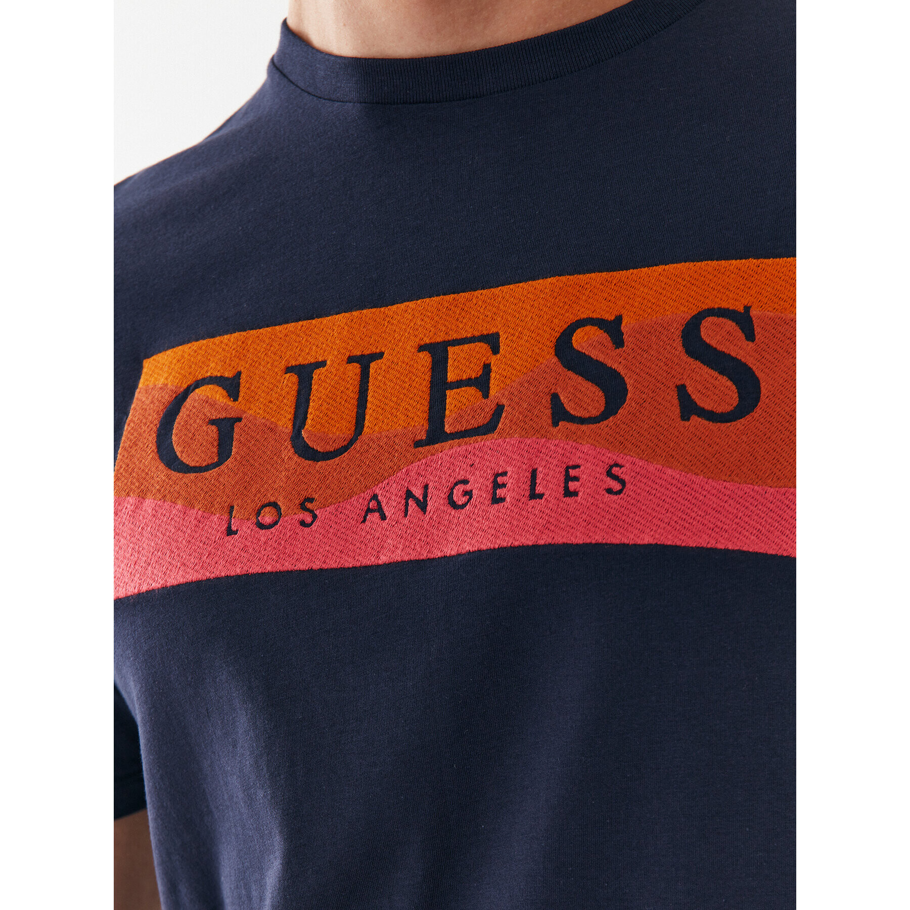 Guess Tricou M3YI90 K9RM1 Albastru Slim Fit - Pled.ro