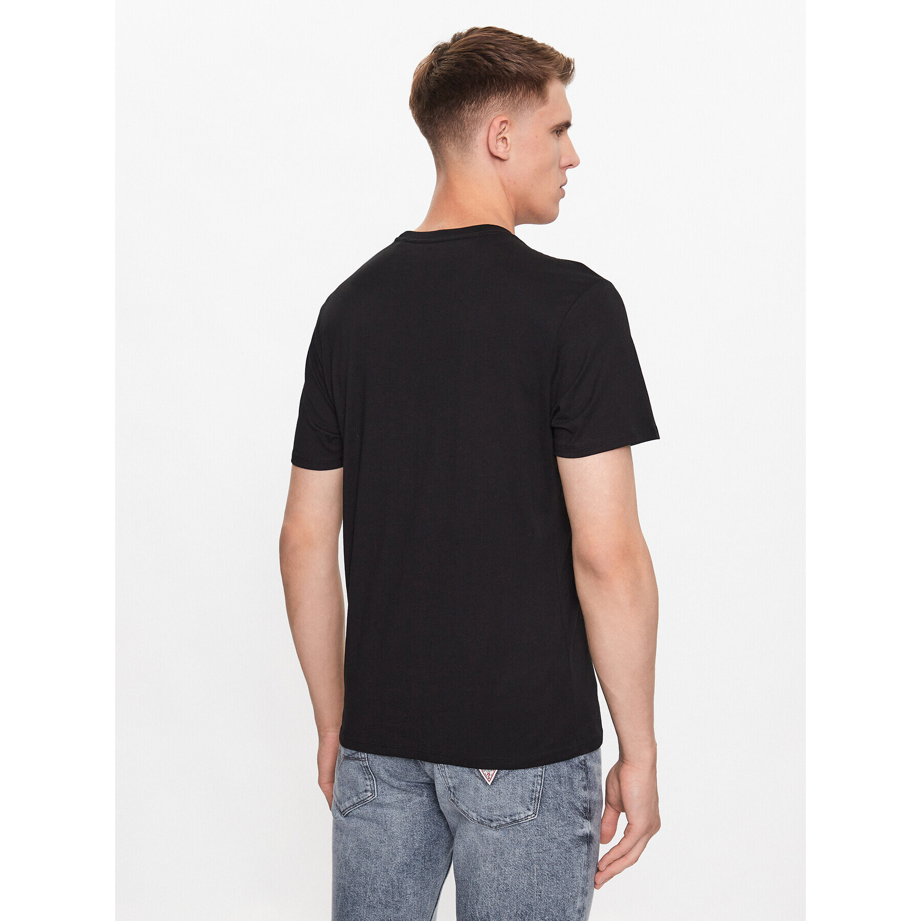 Guess Tricou M3YI90 K9RM1 Negru Slim Fit - Pled.ro