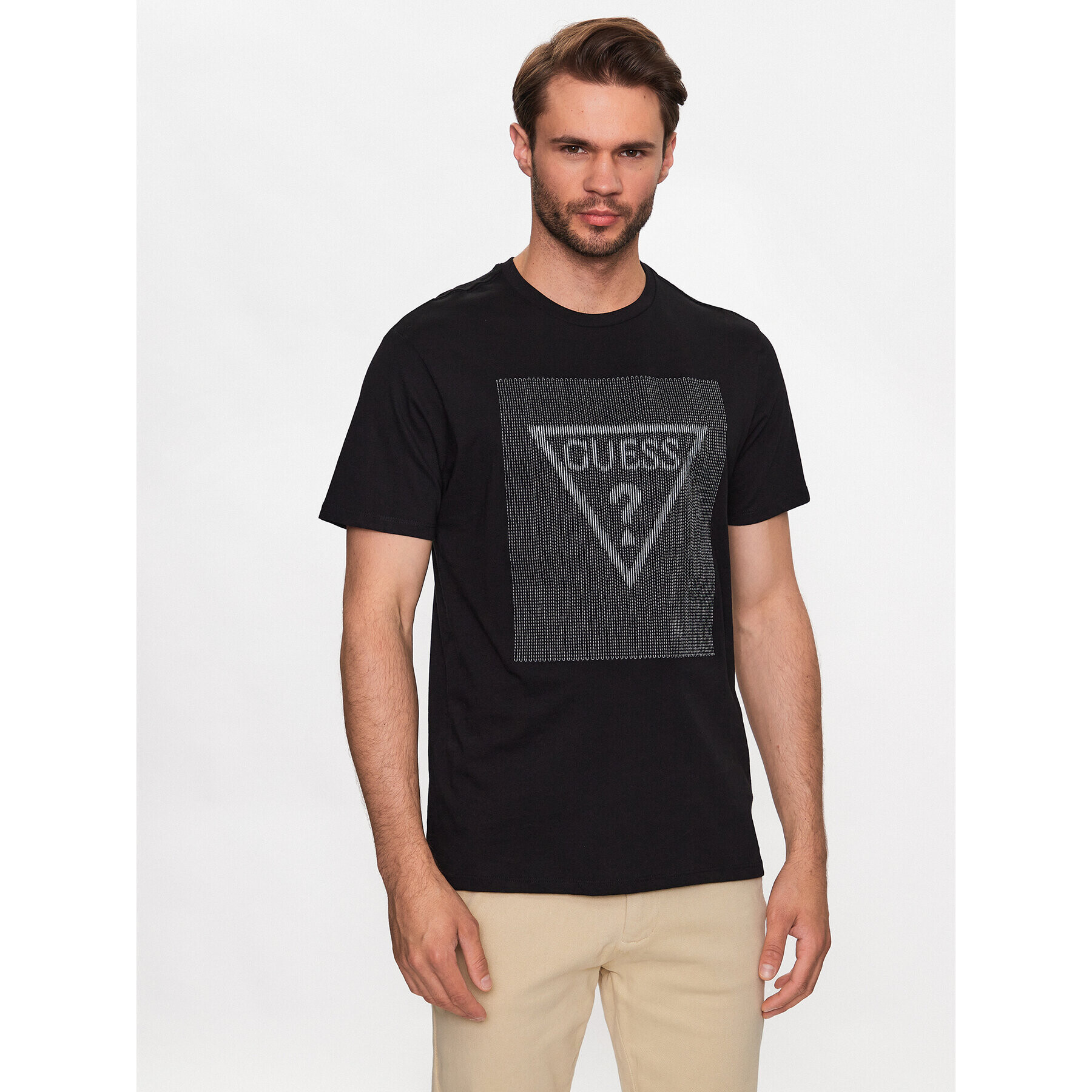 Guess Tricou M3YI91 K9RM1 Negru Slim Fit - Pled.ro