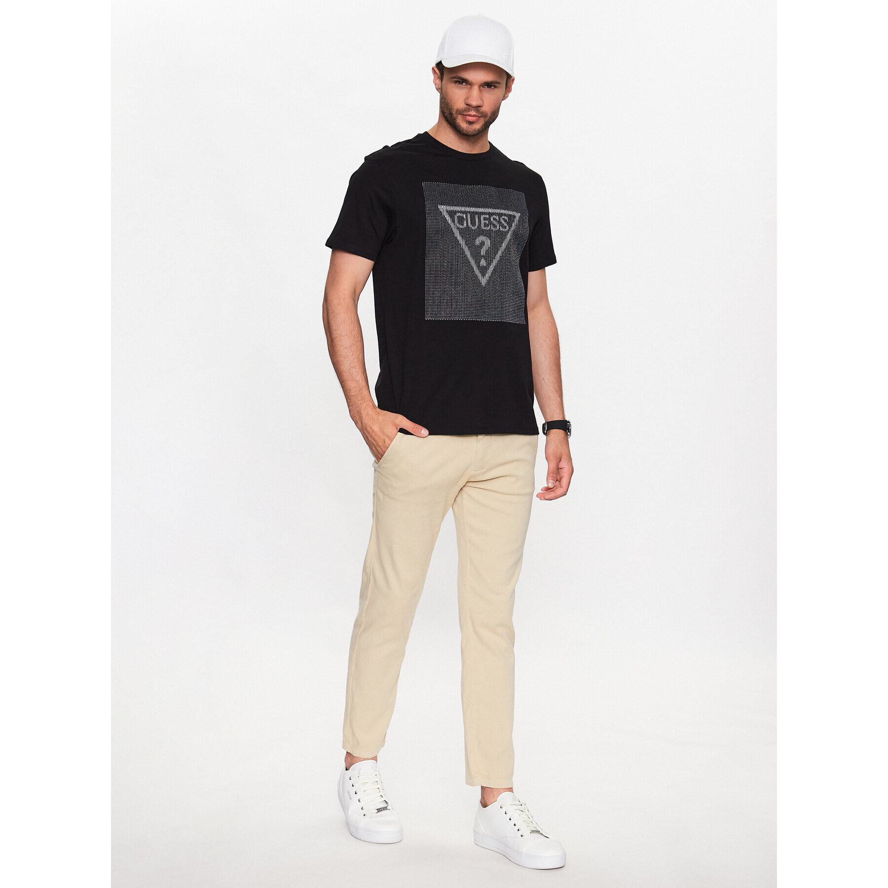 Guess Tricou M3YI91 K9RM1 Negru Slim Fit - Pled.ro