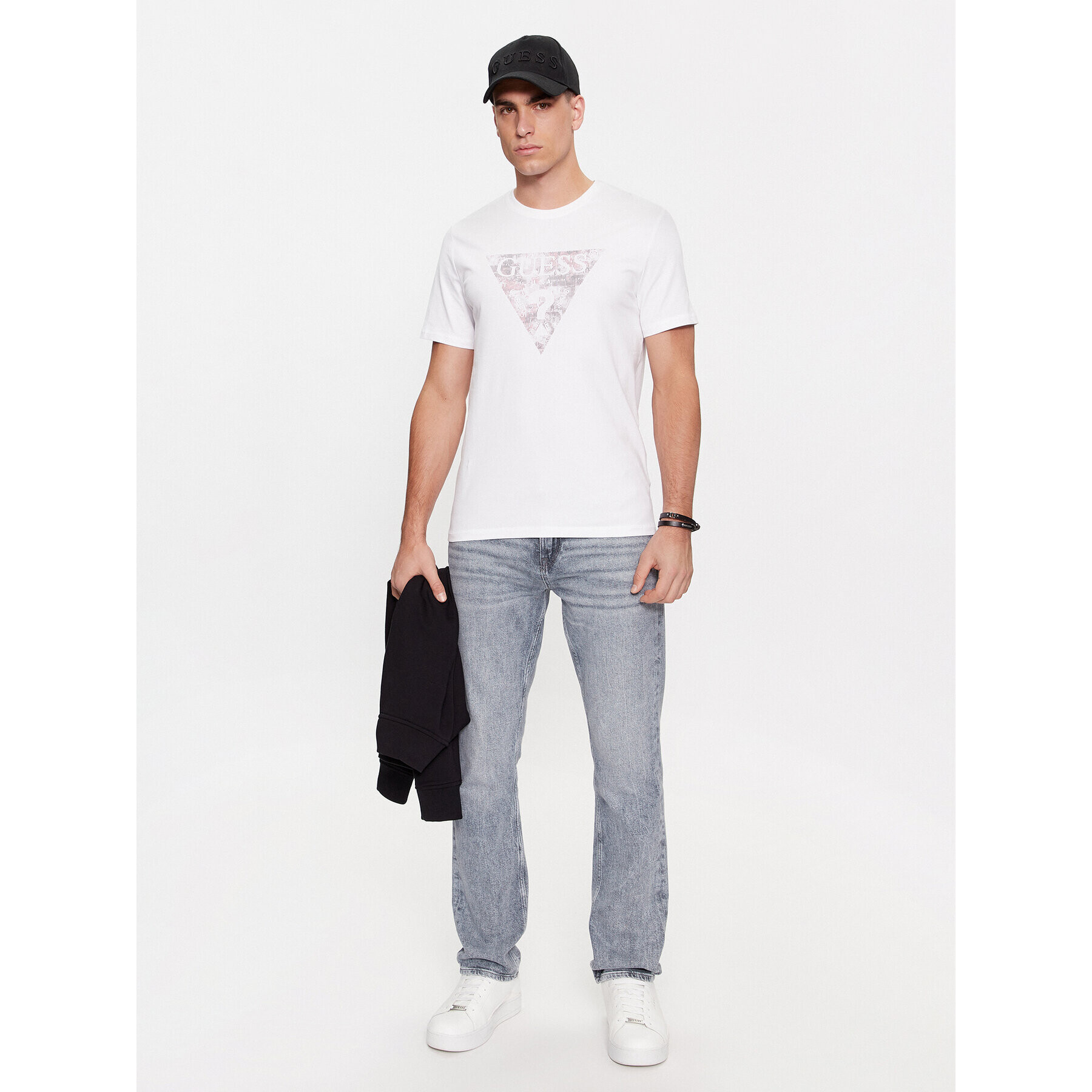 Guess Tricou M4RI29 J1314 Alb Slim Fit - Pled.ro