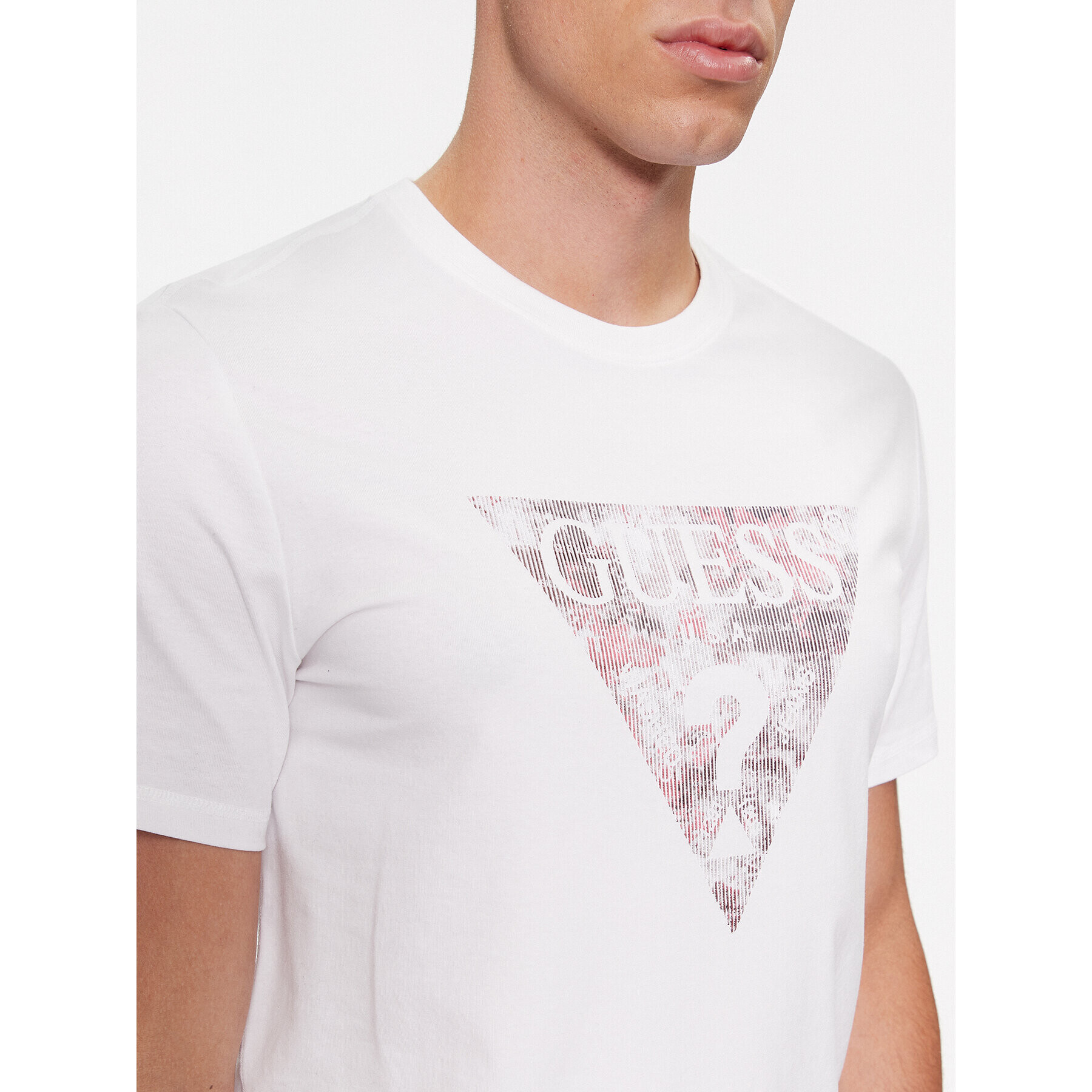 Guess Tricou M4RI29 J1314 Alb Slim Fit - Pled.ro