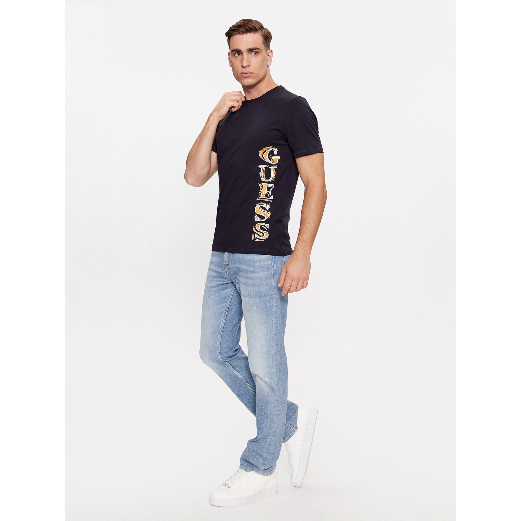 Guess Tricou M4RI30 J1314 Albastru Slim Fit - Pled.ro