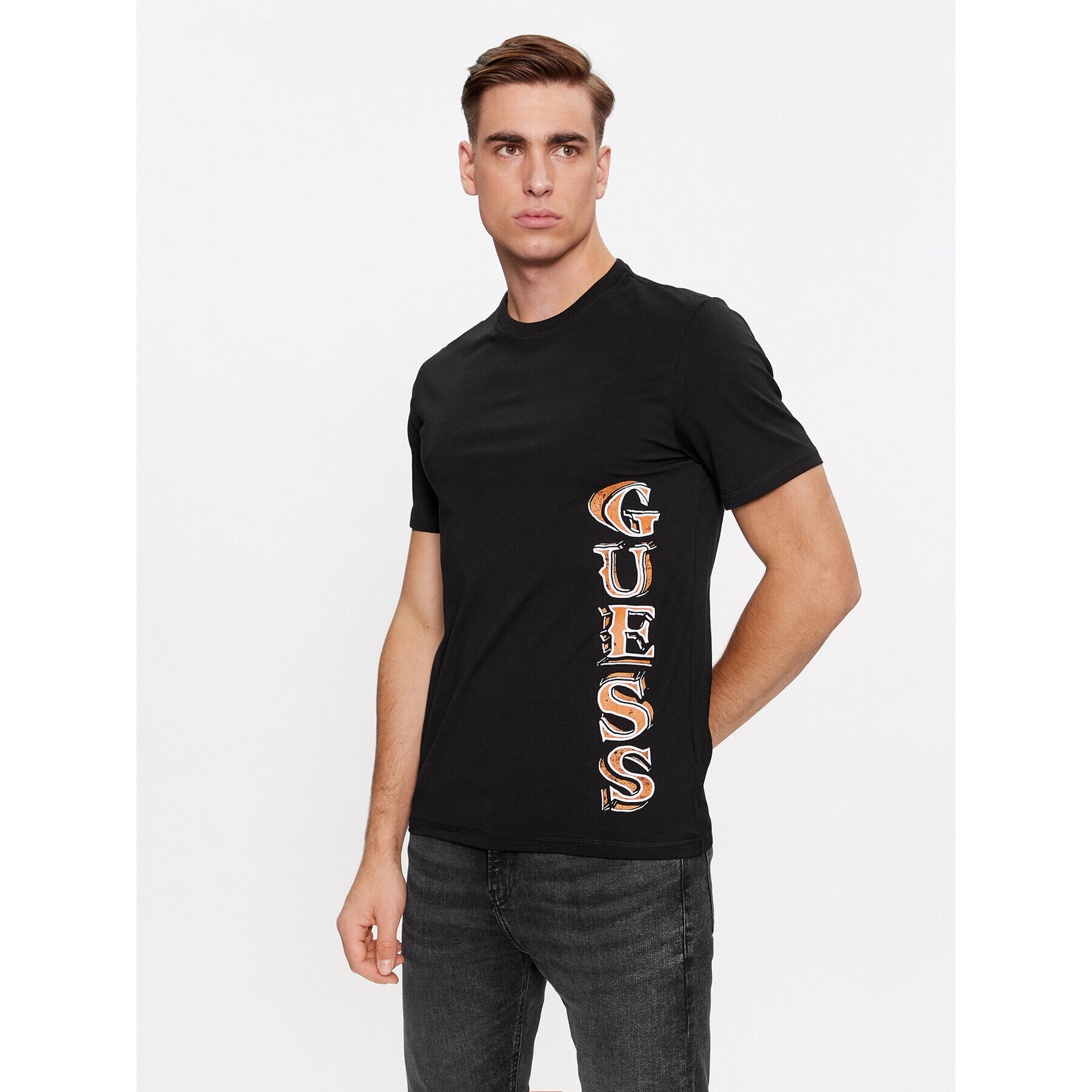 Guess Tricou M4RI30 J1314 Negru Slim Fit - Pled.ro