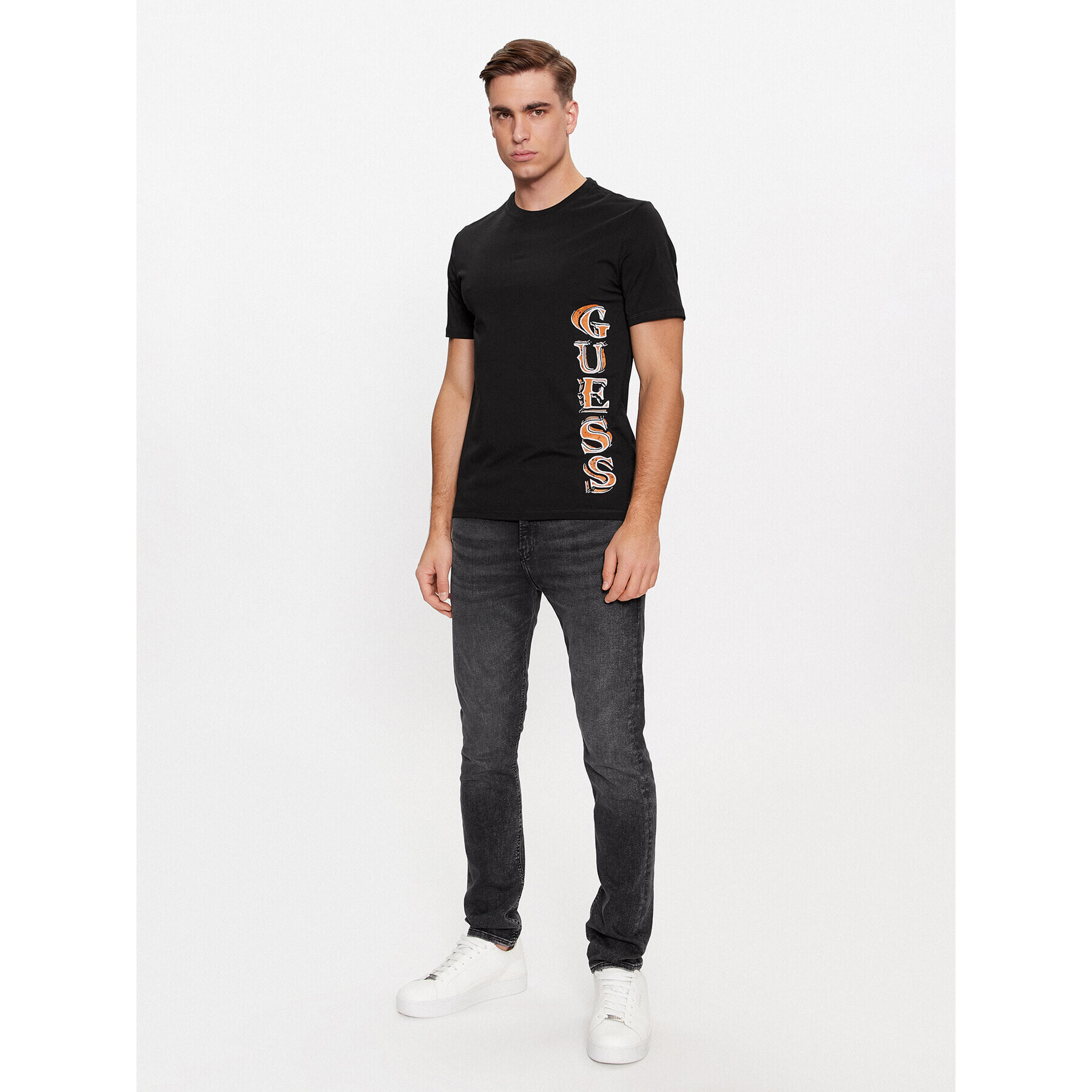 Guess Tricou M4RI30 J1314 Negru Slim Fit - Pled.ro