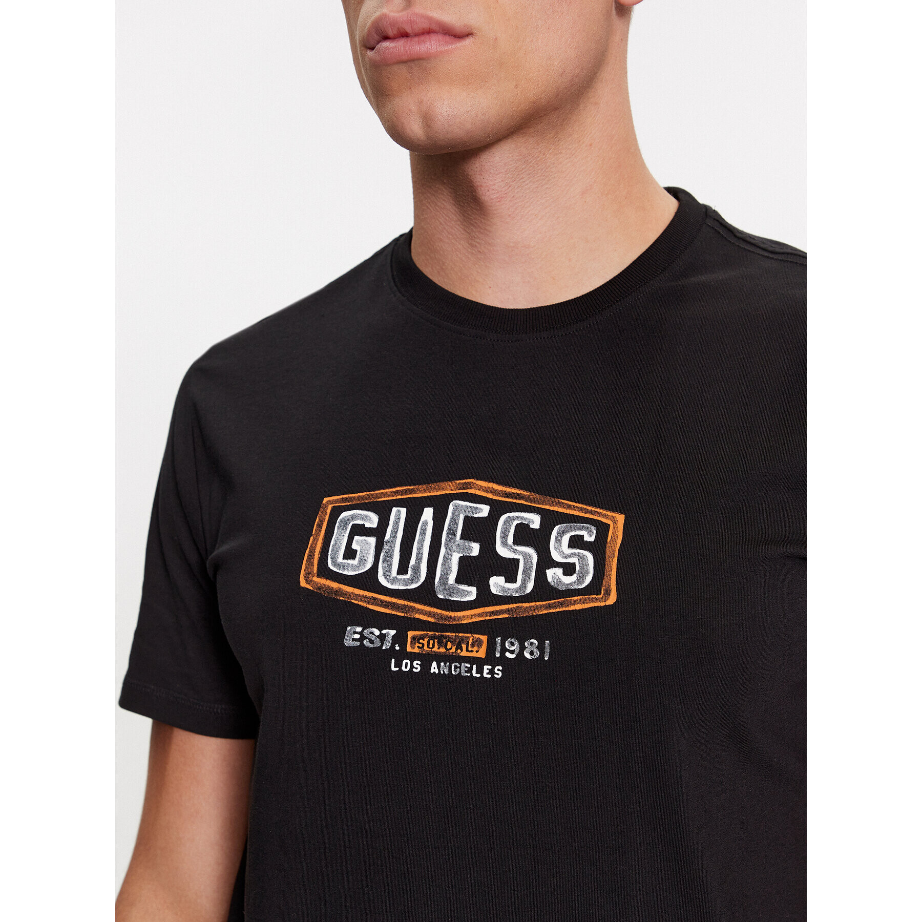 Guess Tricou M4RI33 J1314 Negru Slim Fit - Pled.ro