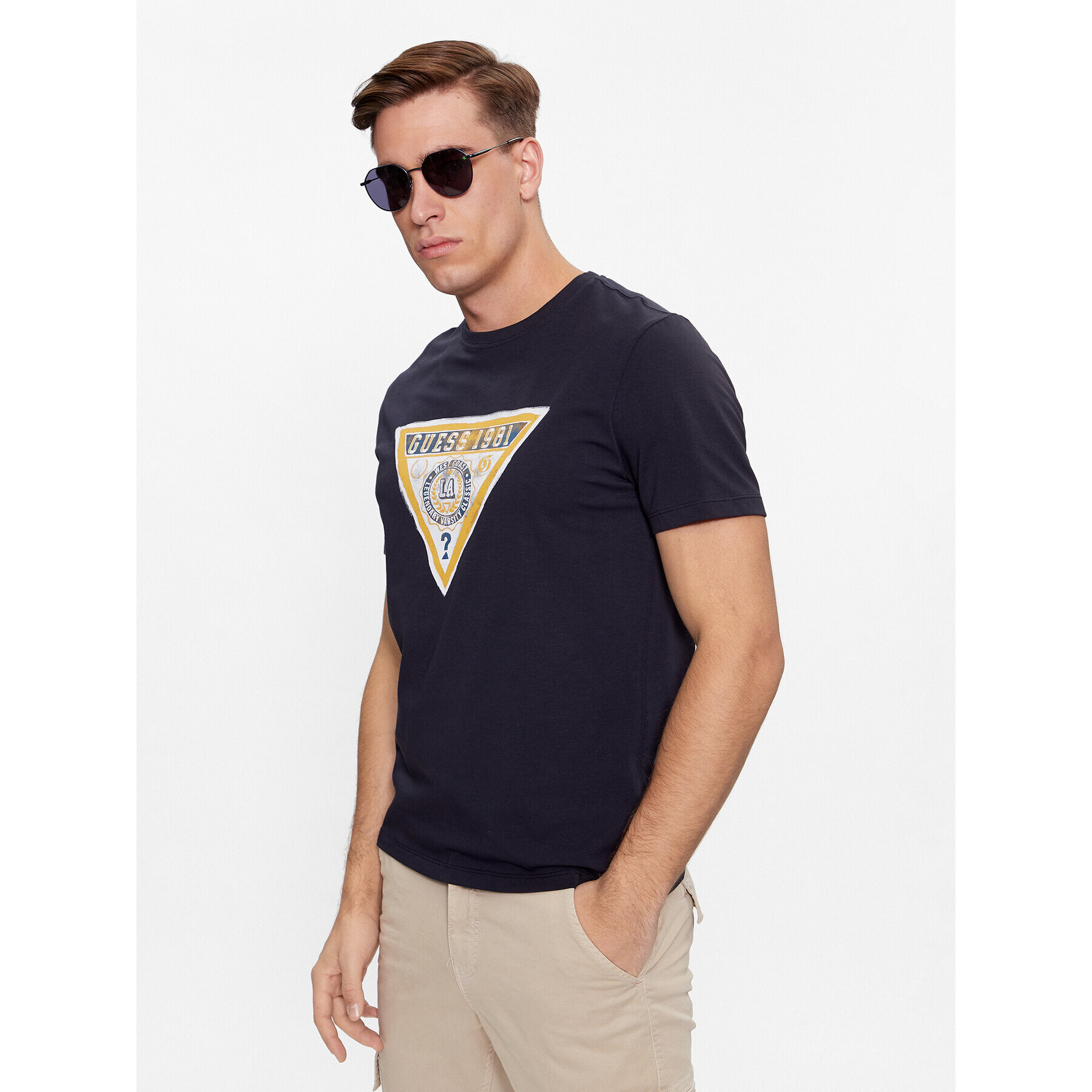 Guess Tricou M4RI38 J1314 Albastru Slim Fit - Pled.ro