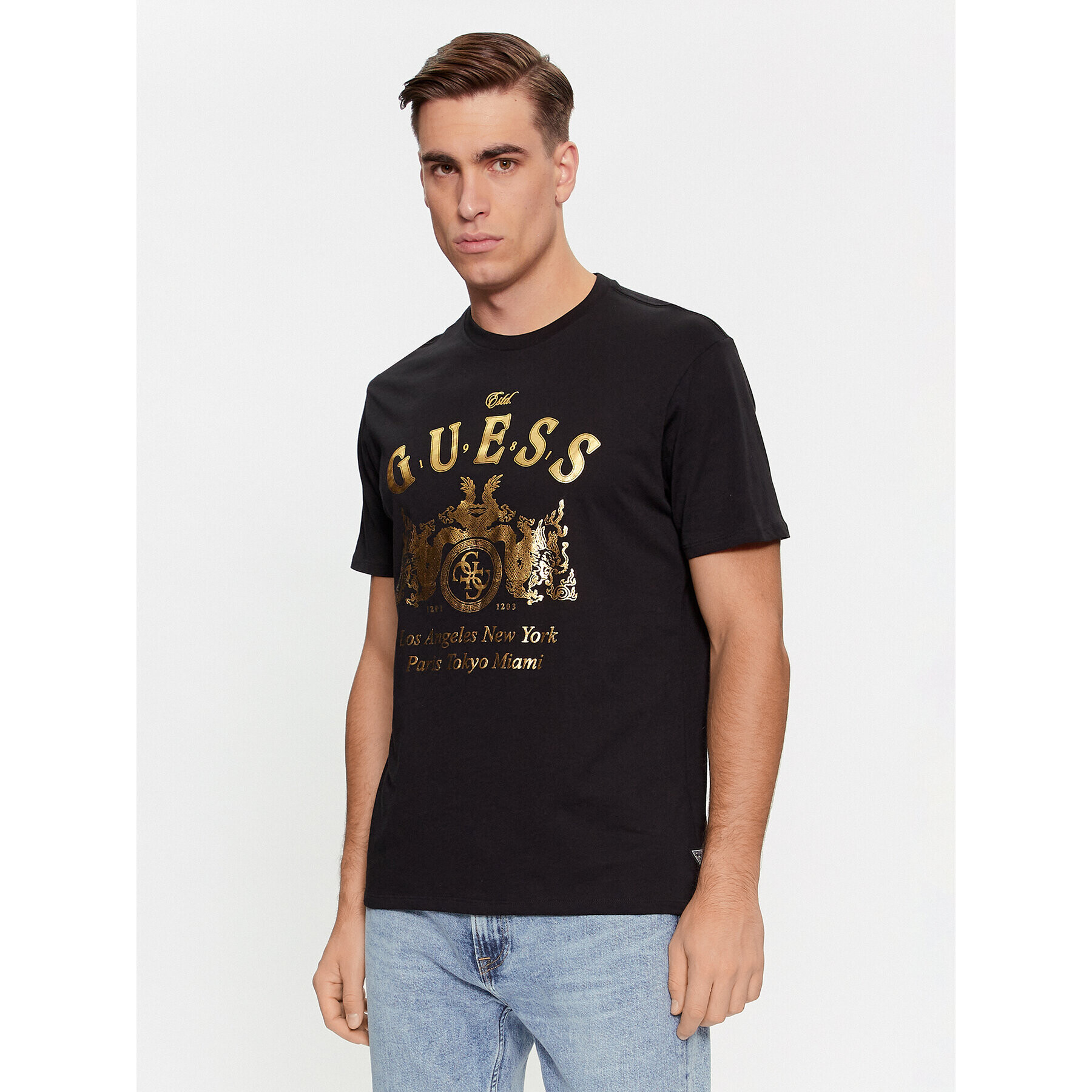 Guess Tricou M4RI54 K9RM1 Negru Regular Fit - Pled.ro