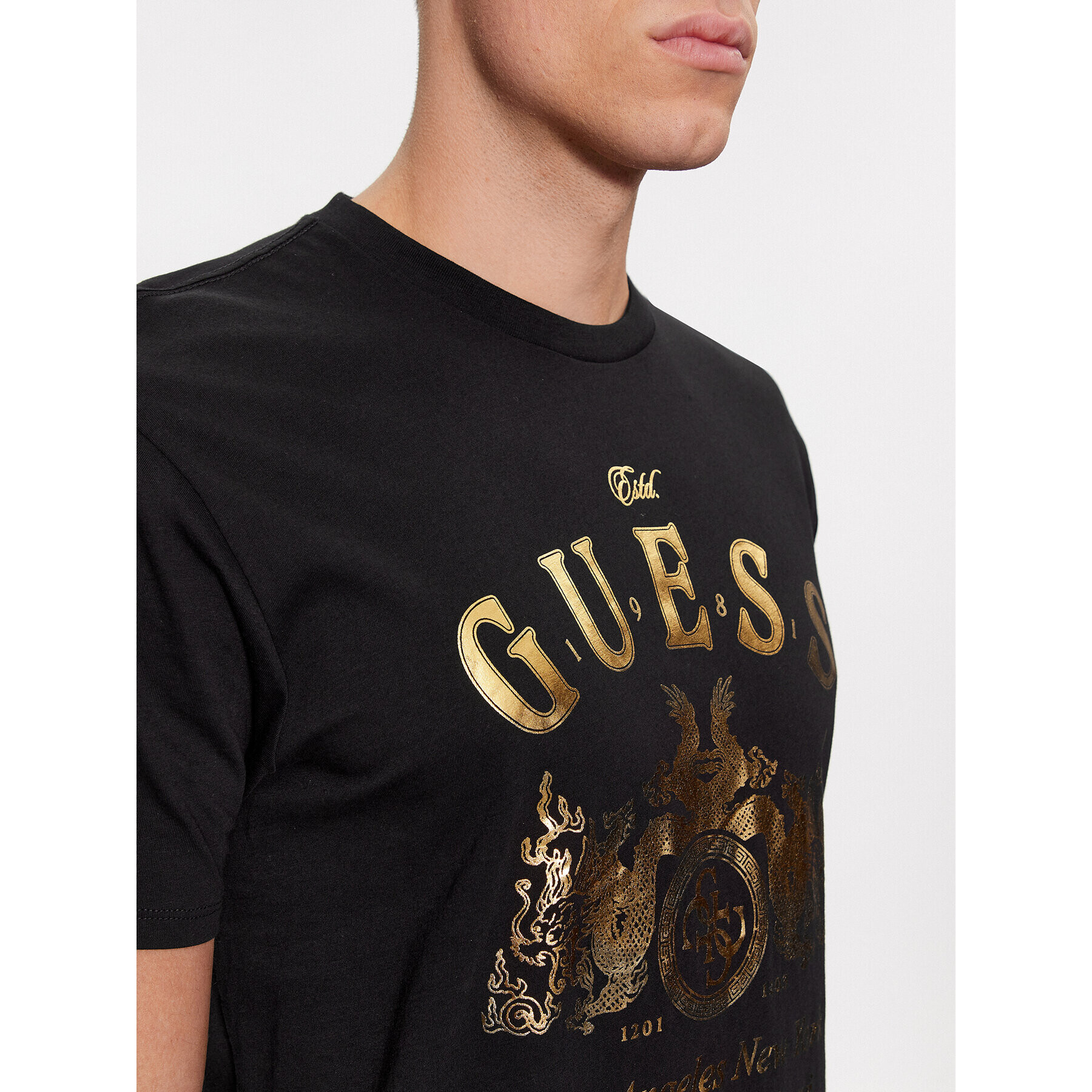 Guess Tricou M4RI54 K9RM1 Negru Regular Fit - Pled.ro