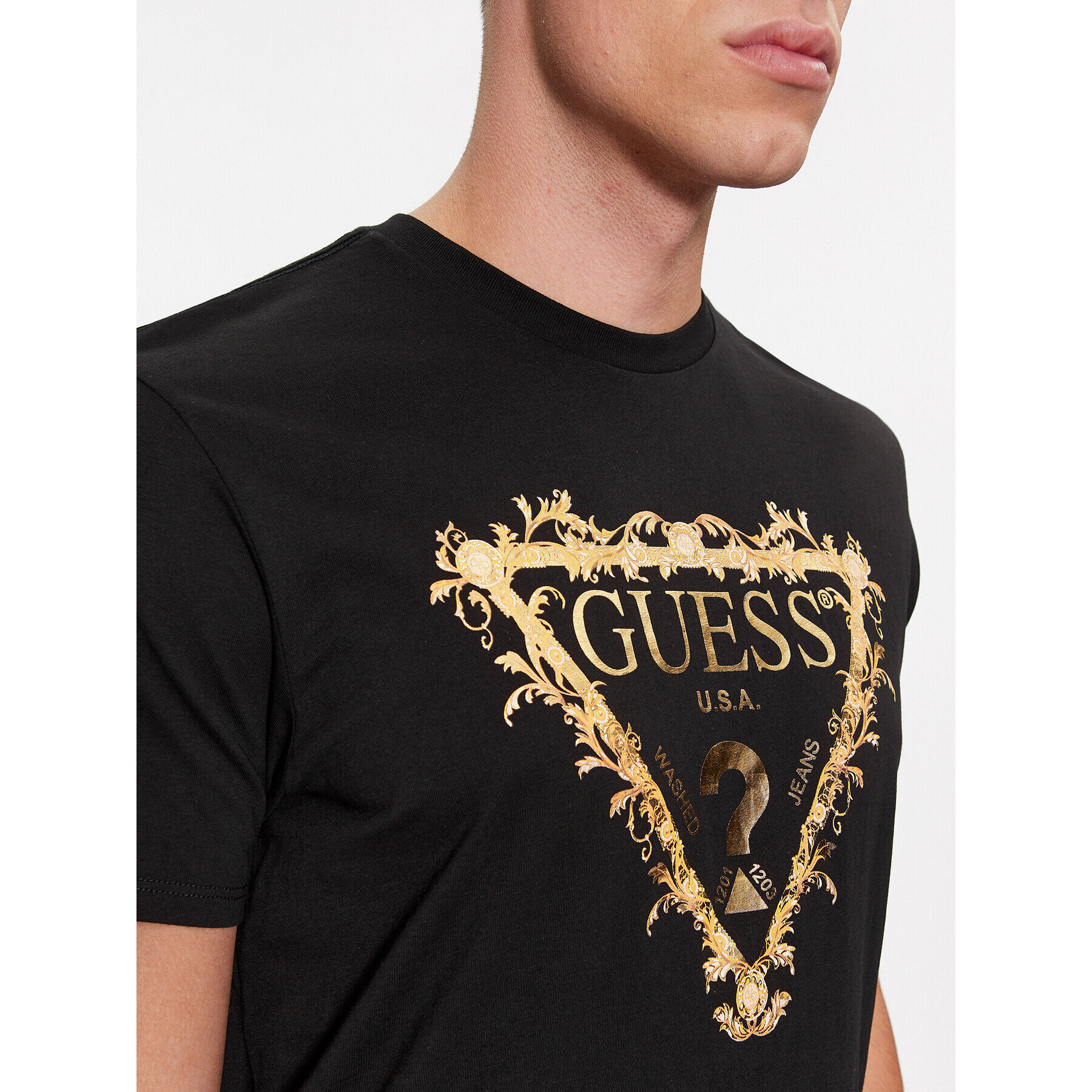 Guess Tricou M4RI62 K9RM1 Negru Slim Fit - Pled.ro