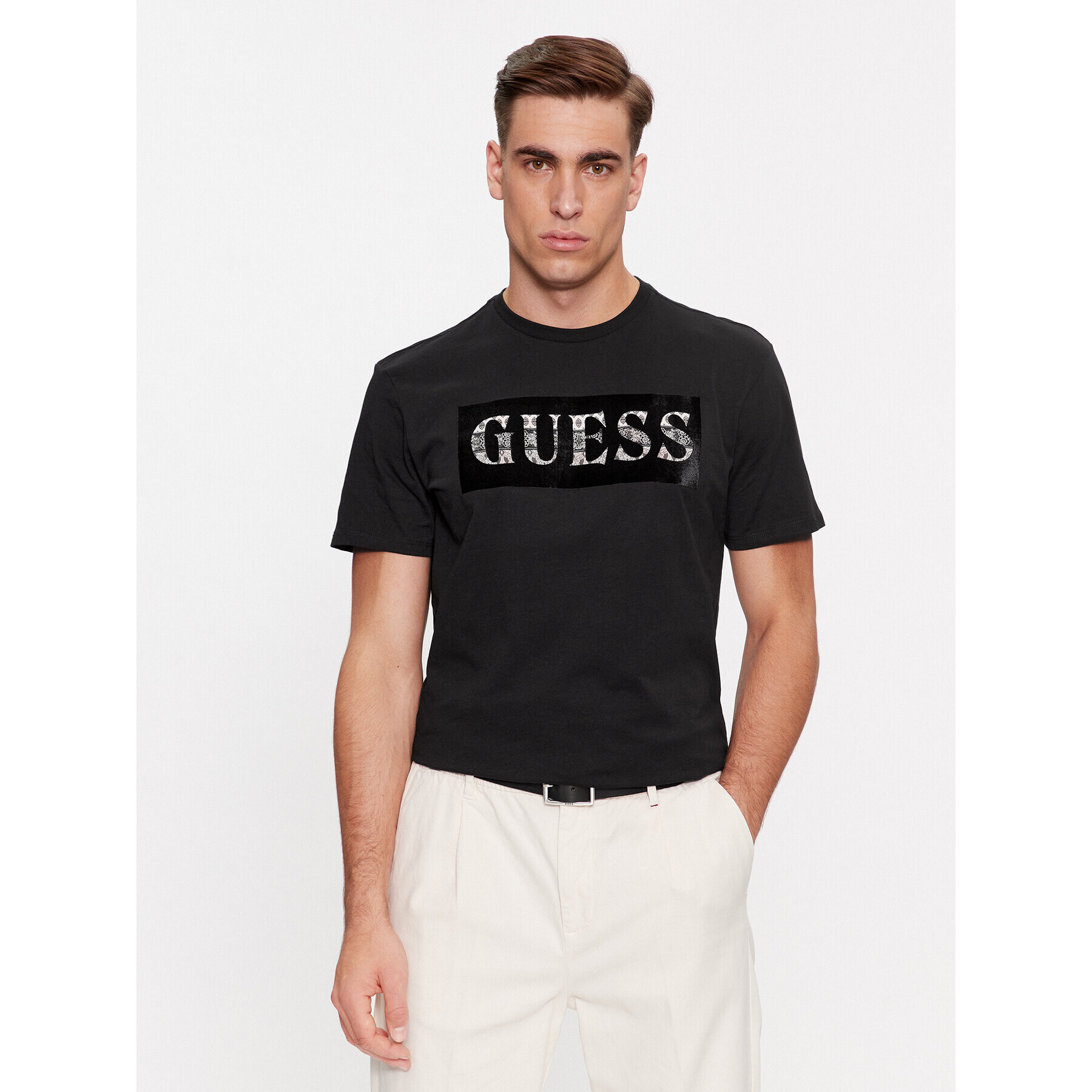 Guess Tricou M4RI70 K9RM1 Negru Slim Fit - Pled.ro