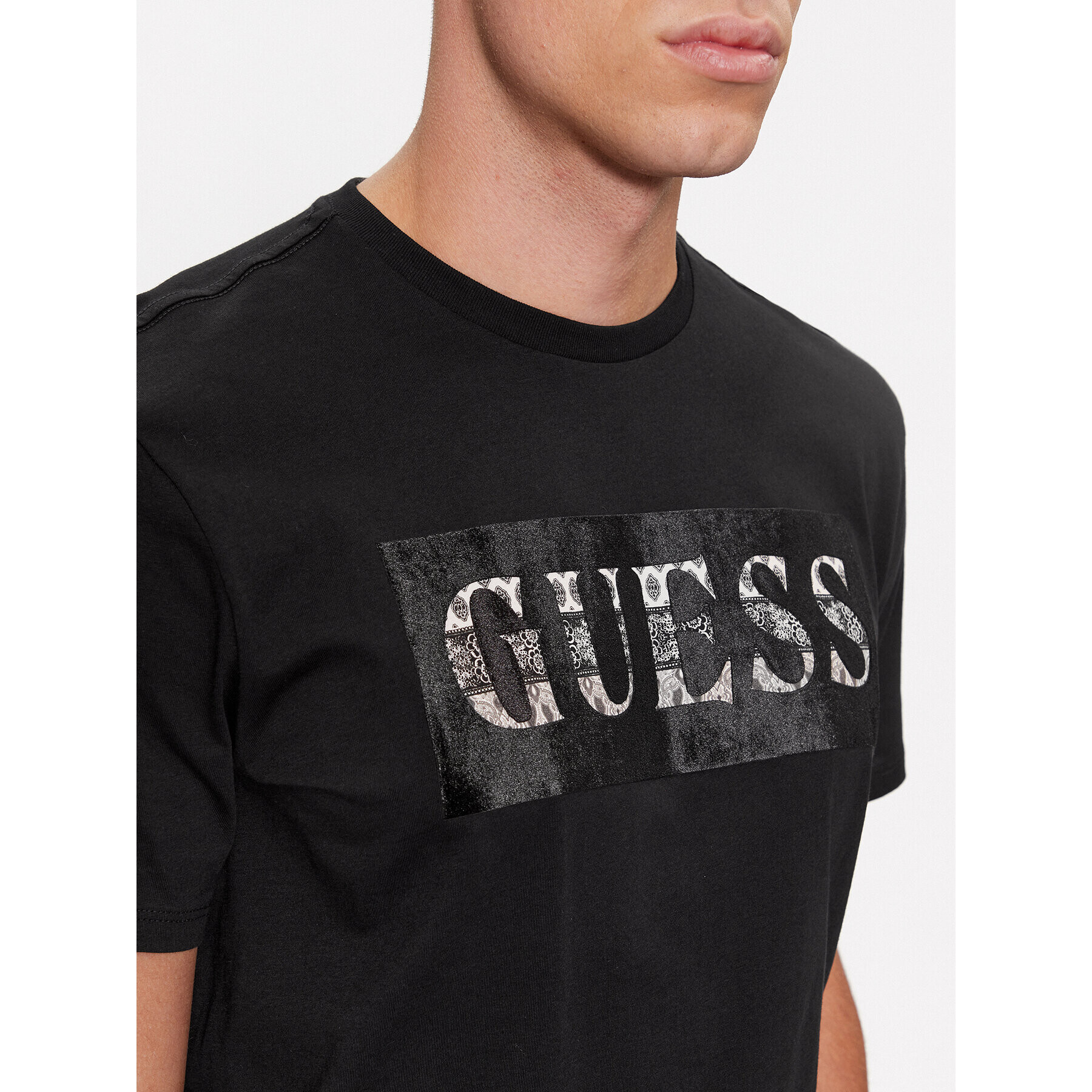 Guess Tricou M4RI70 K9RM1 Negru Slim Fit - Pled.ro