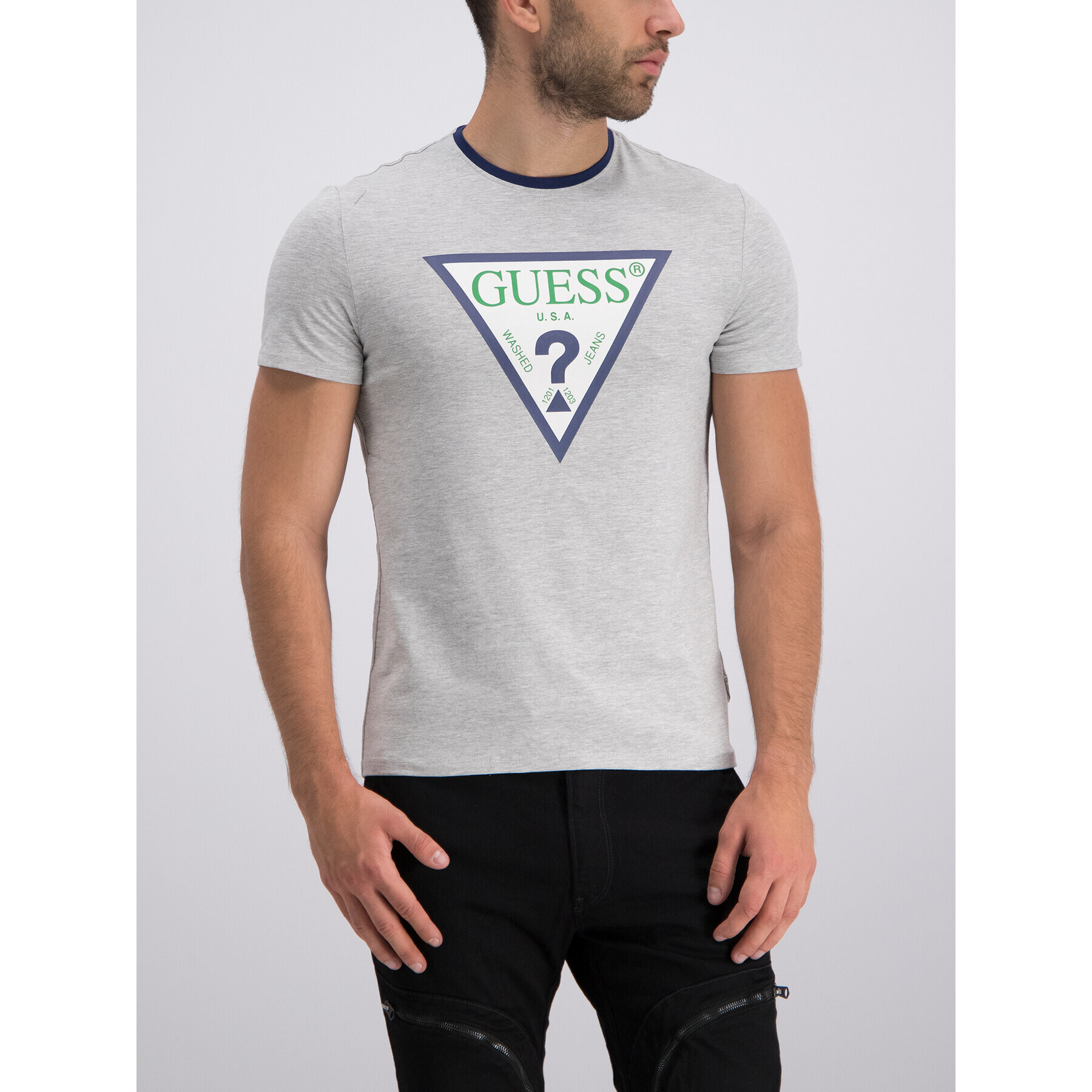 Guess Tricou M92I24 J1300 Gri Super Slim Fit - Pled.ro