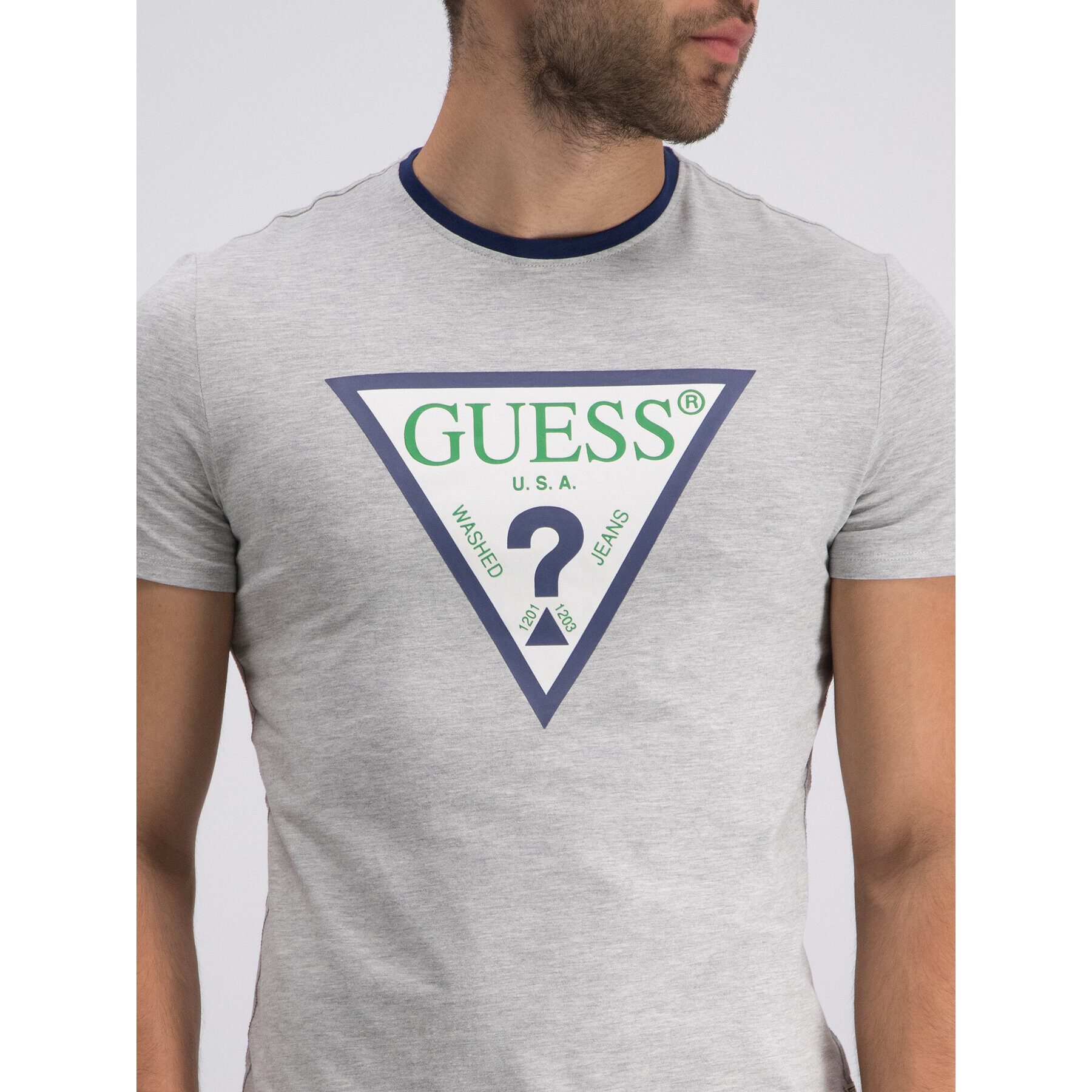 Guess Tricou M92I24 J1300 Gri Super Slim Fit - Pled.ro