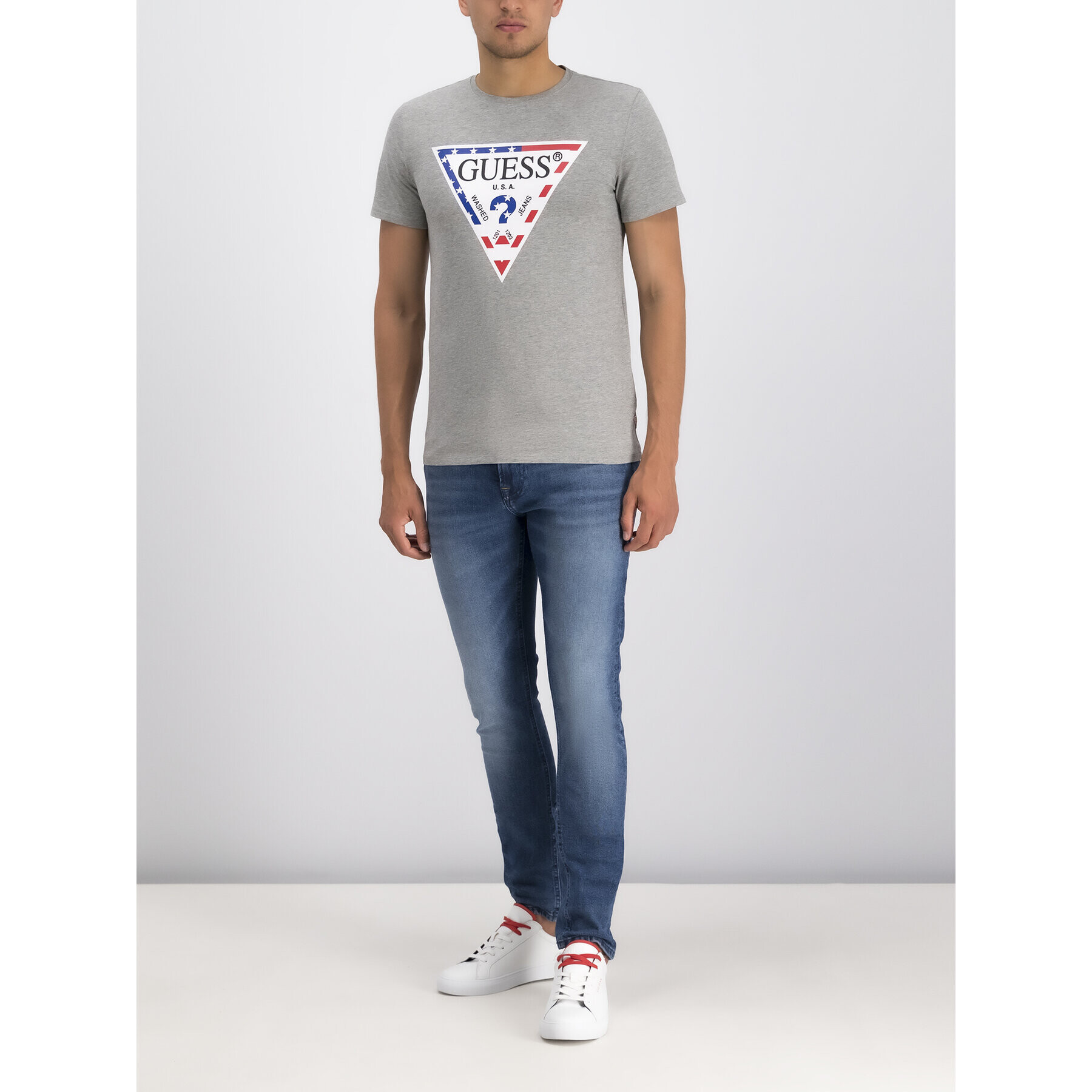 Guess Tricou M93I21 J1300 Gri Slim Fit - Pled.ro