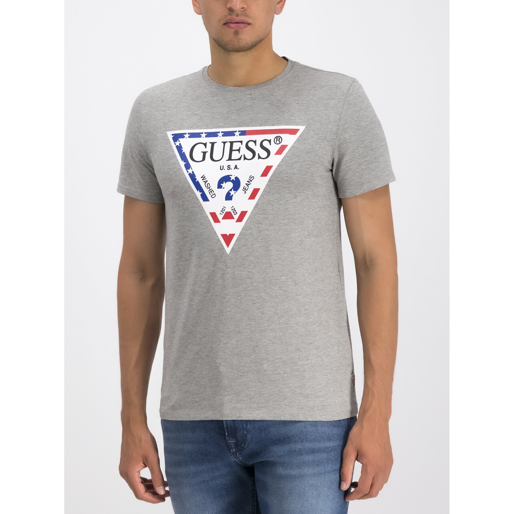 Guess Tricou M93I21 J1300 Gri Slim Fit - Pled.ro