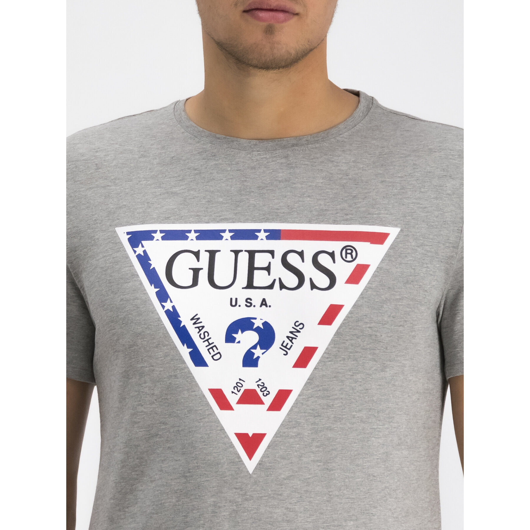 Guess Tricou M93I21 J1300 Gri Slim Fit - Pled.ro