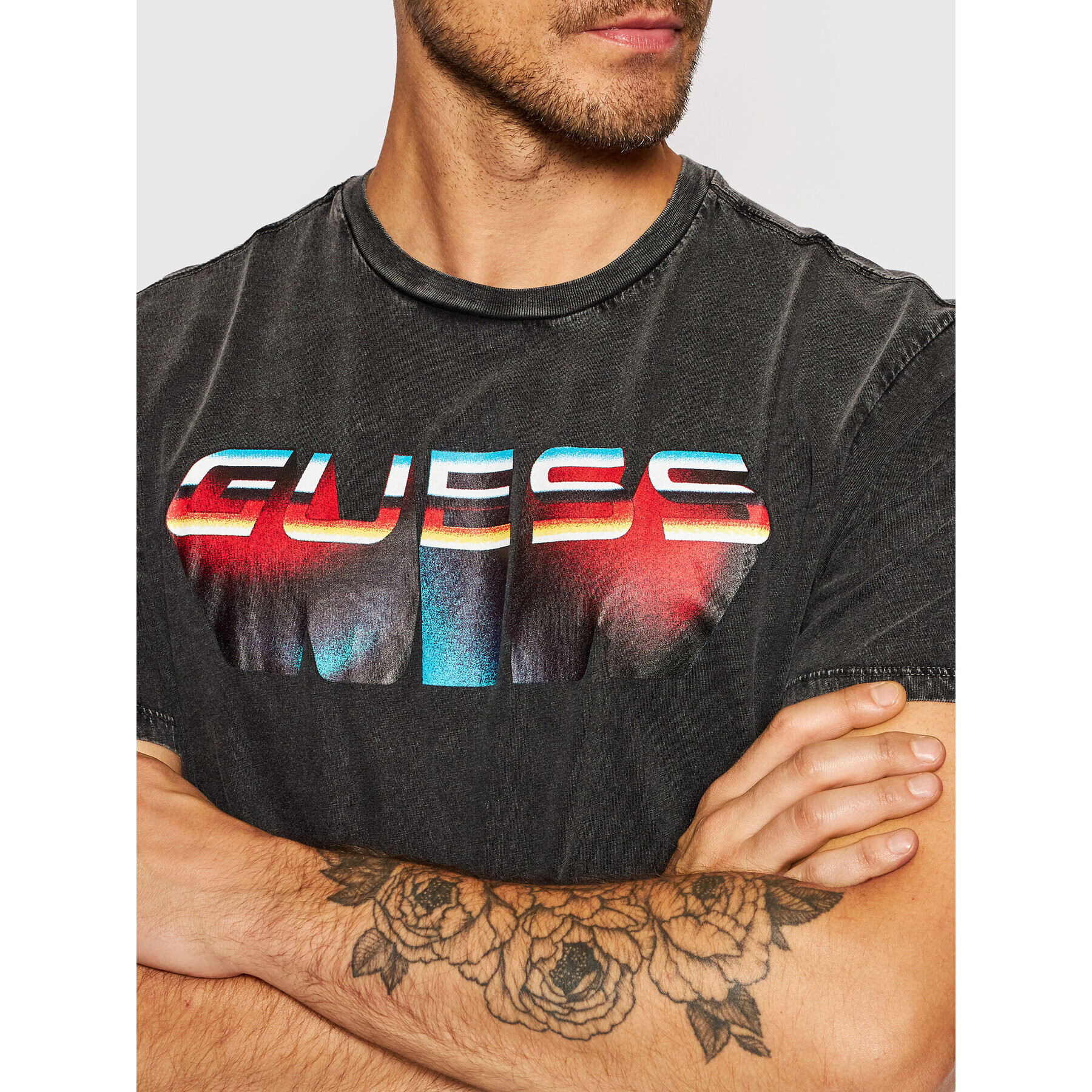 Guess Tricou MBBI39 K9RM0 Gri Regular Fit - Pled.ro