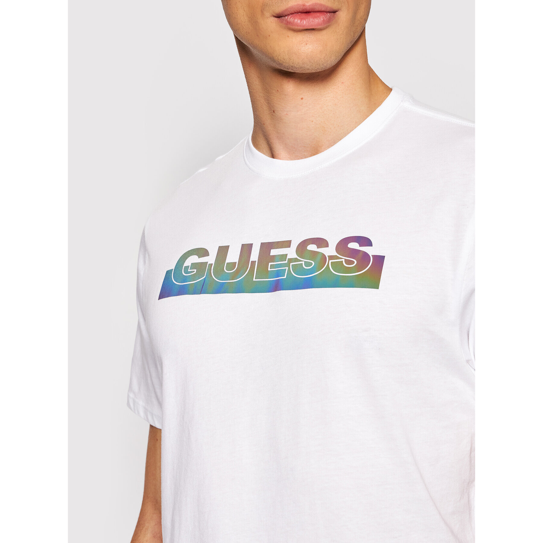 Guess Tricou MBBI40 KAVR0 Alb Regular Fit - Pled.ro