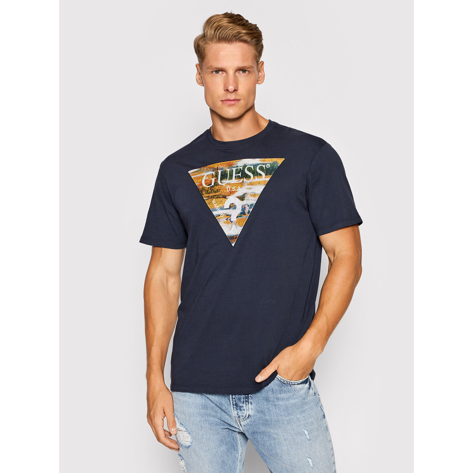 Guess Tricou MBBI41 K9RM0 Bleumarin Regular Fit - Pled.ro