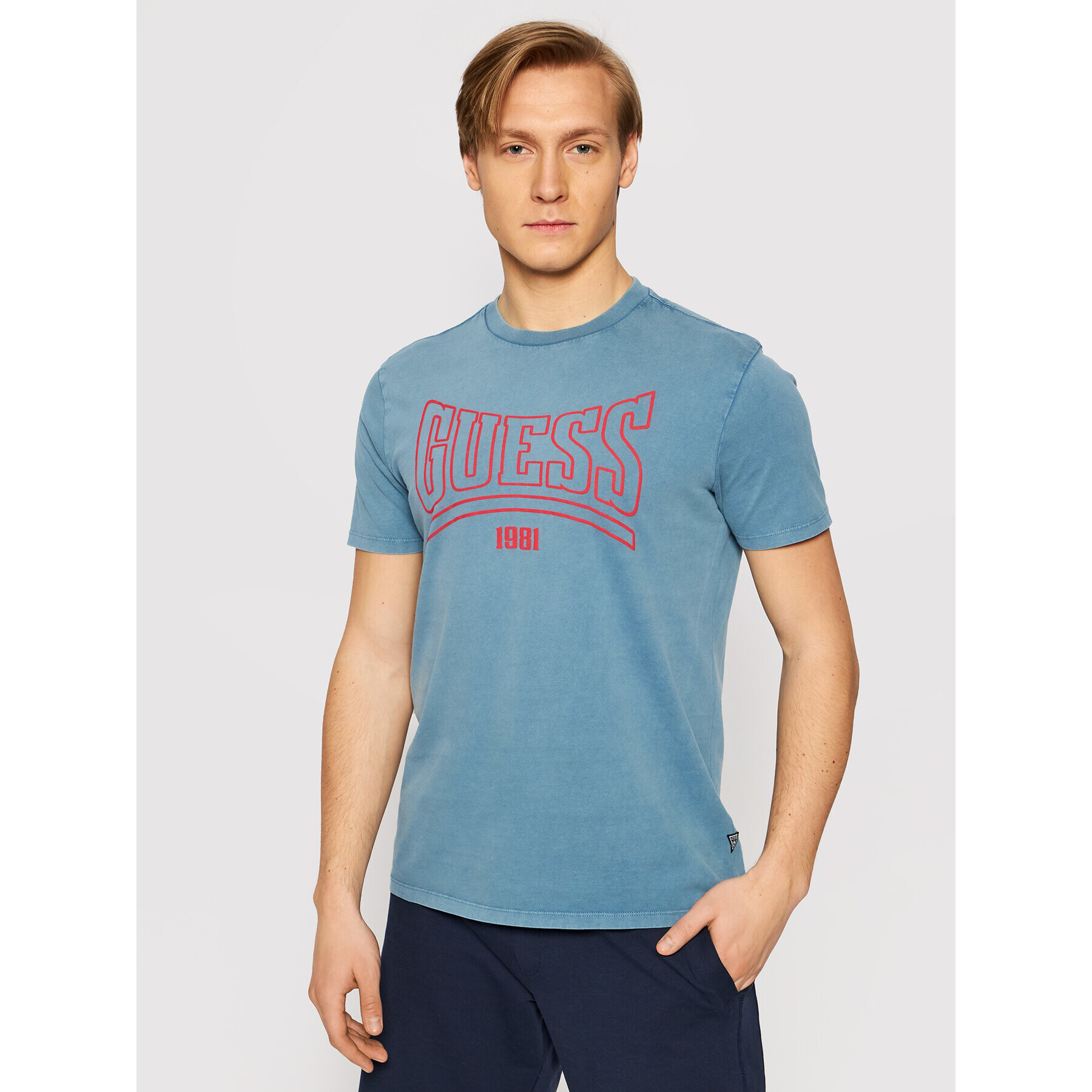 Guess Tricou MBGI31 R9RM3 Albastru Regular Fit - Pled.ro