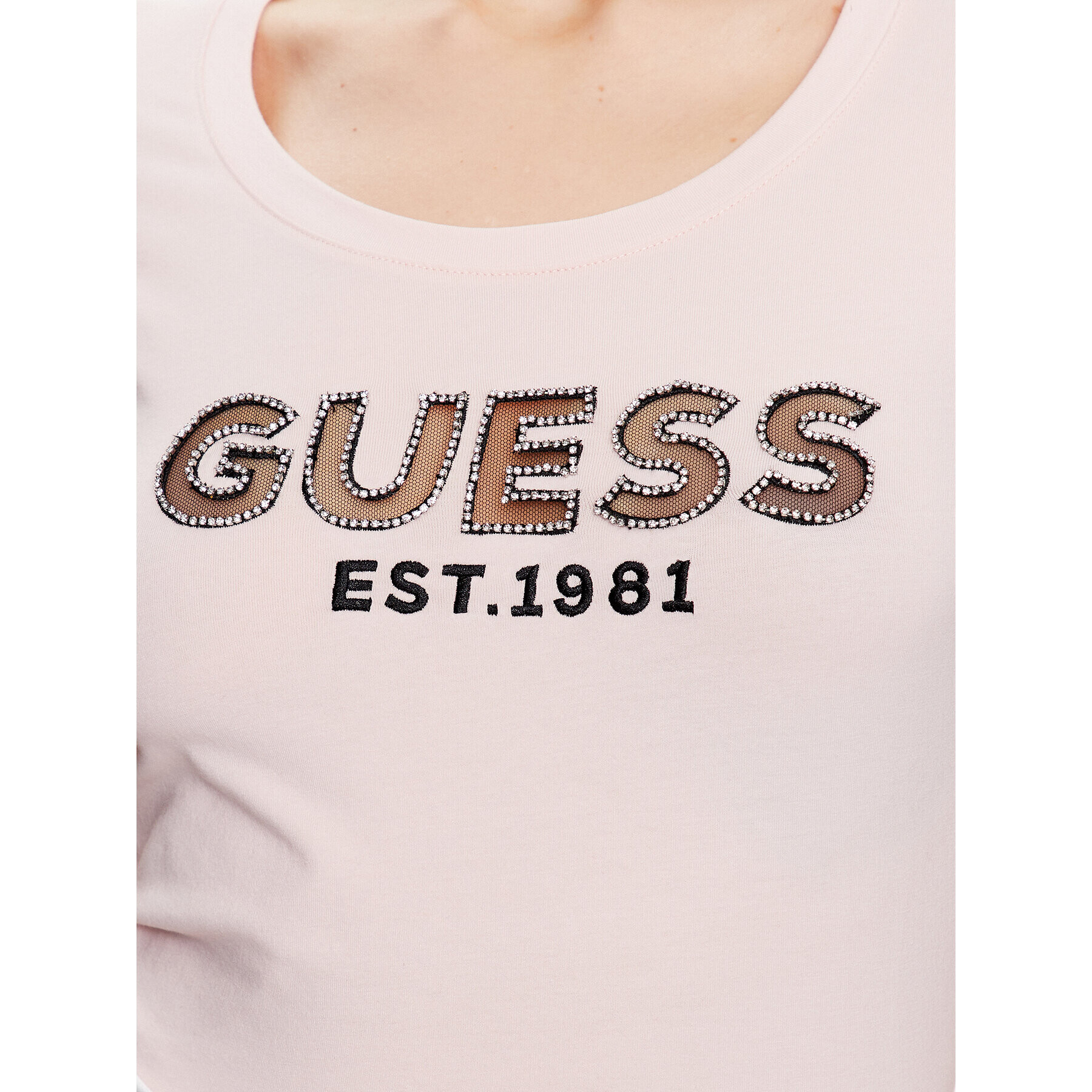 Guess Tricou Mesh Logo W3GI35 J1300 Roz Slim Fit - Pled.ro