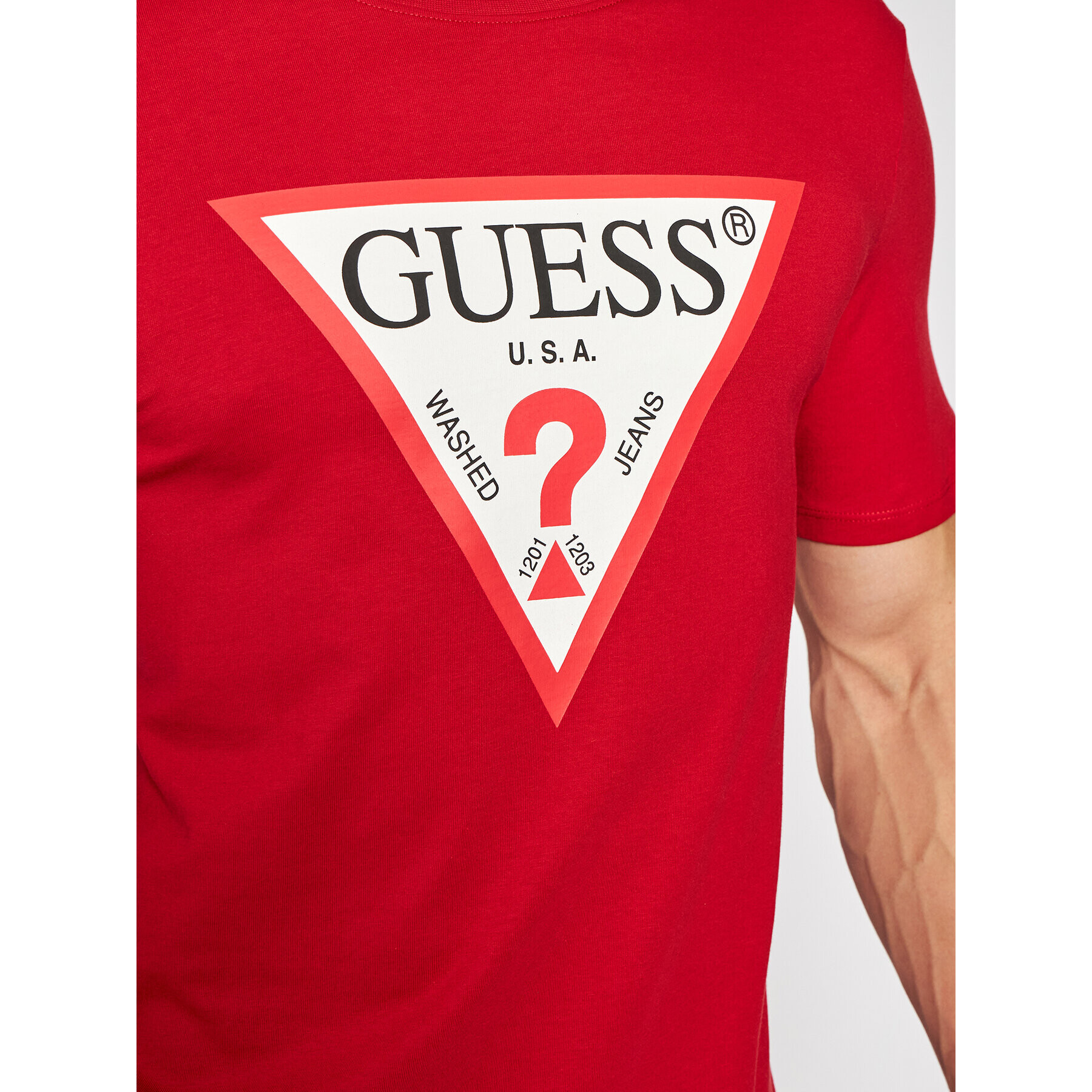 Guess Tricou Original Logo M1RI71 I3Z11 Roșu Slim Fit - Pled.ro