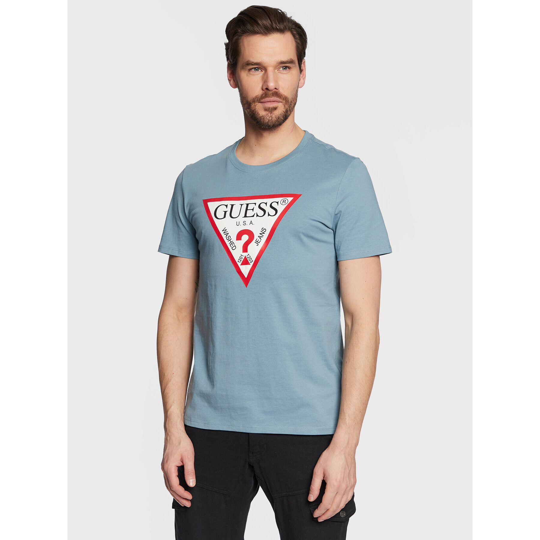 Guess Tricou Original Logo M2YI71 I3Z11 Albastru Slim Fit - Pled.ro