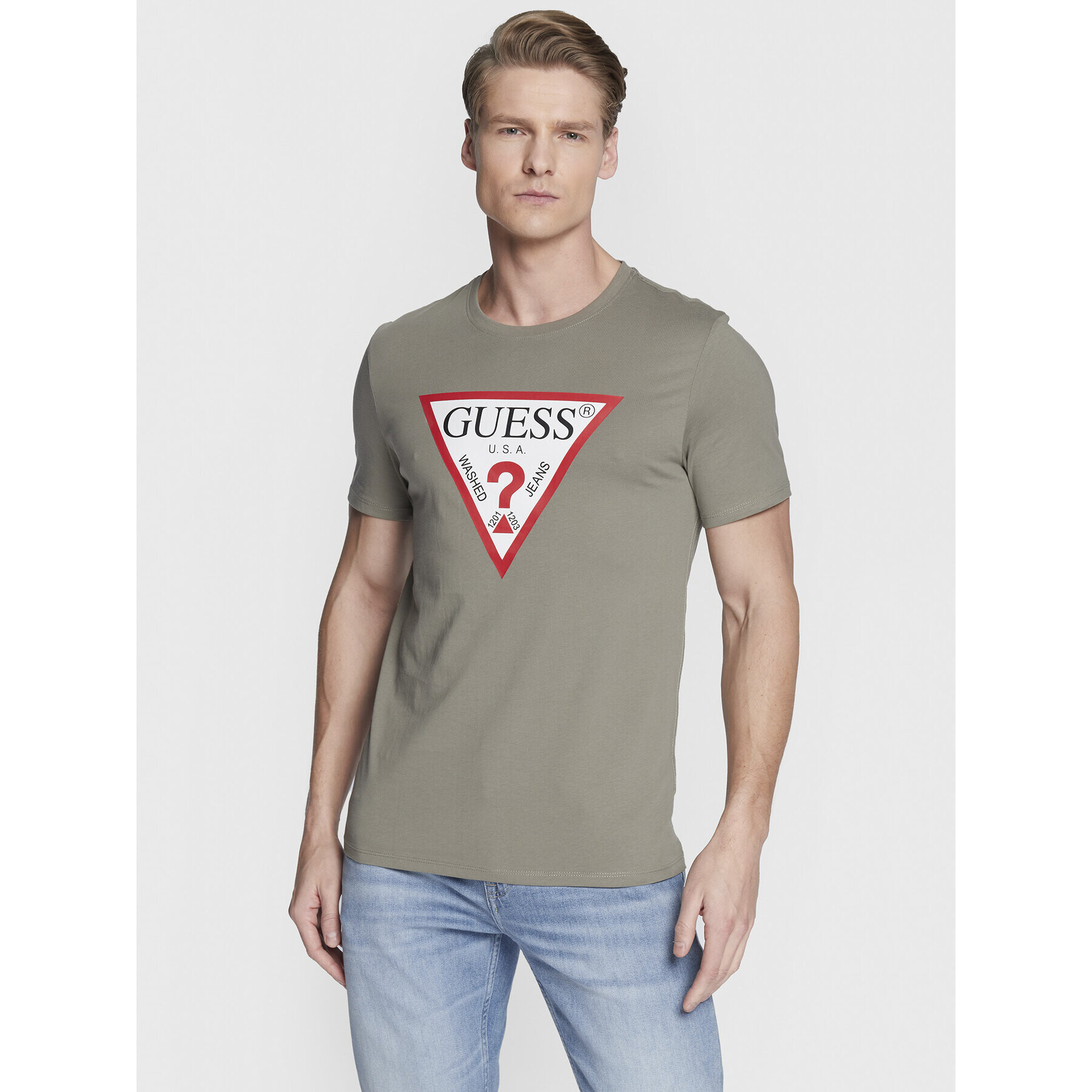 Guess Tricou Original Logo M2YI71 I3Z11 Verde Slim Fit - Pled.ro