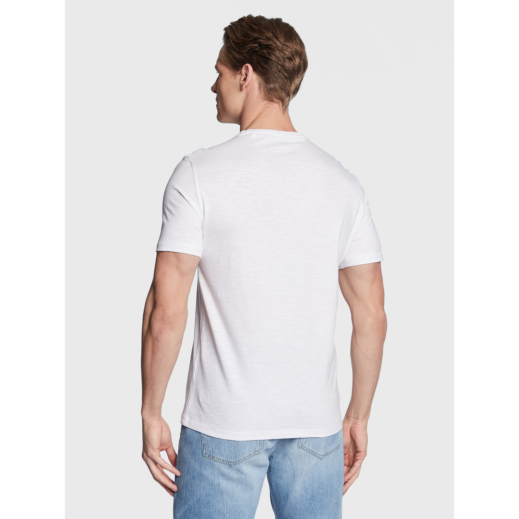 Guess Tricou Palm Window M3GI10 K6XN4 Alb Slim Fit - Pled.ro