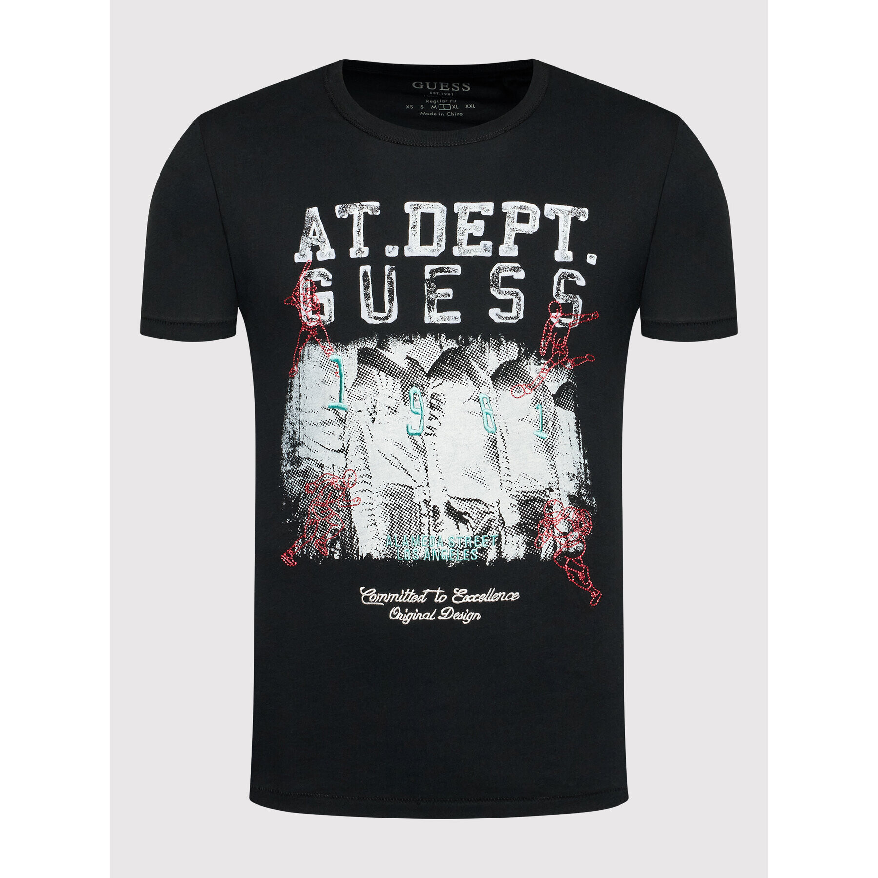 Guess Tricou Player M2RI05 KAR00 Negru Regular Fit - Pled.ro