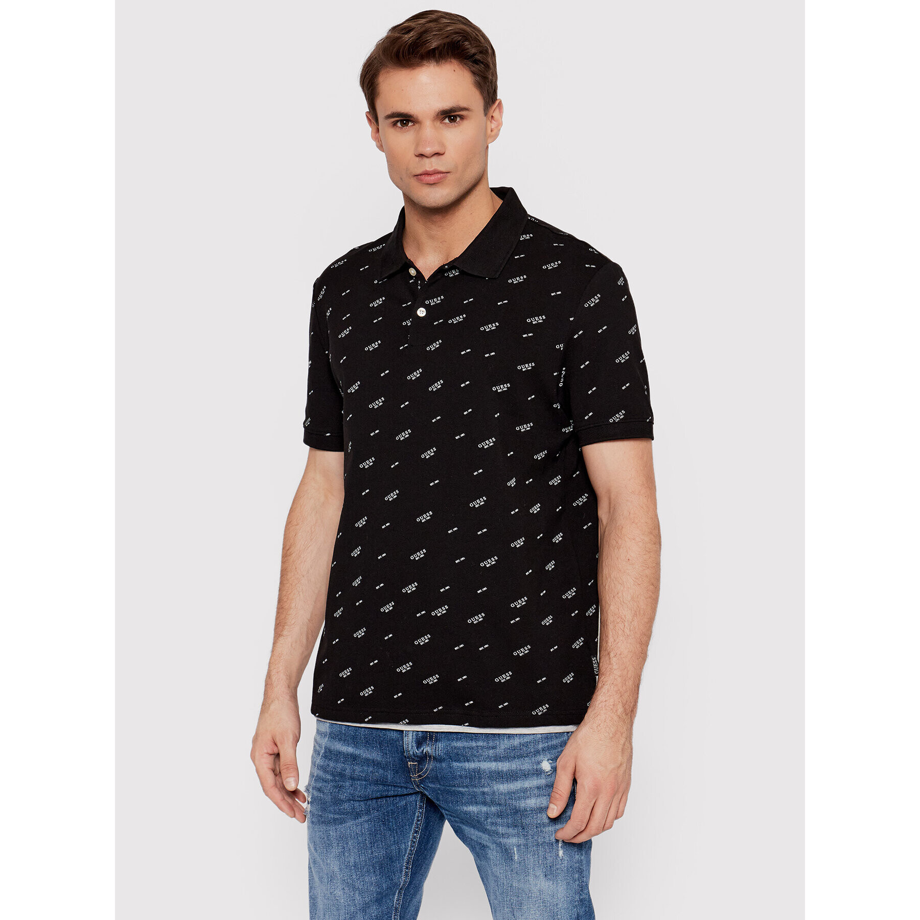 Guess Tricou polo Corey M2RP01 K7O61 Negru Regular Fit - Pled.ro