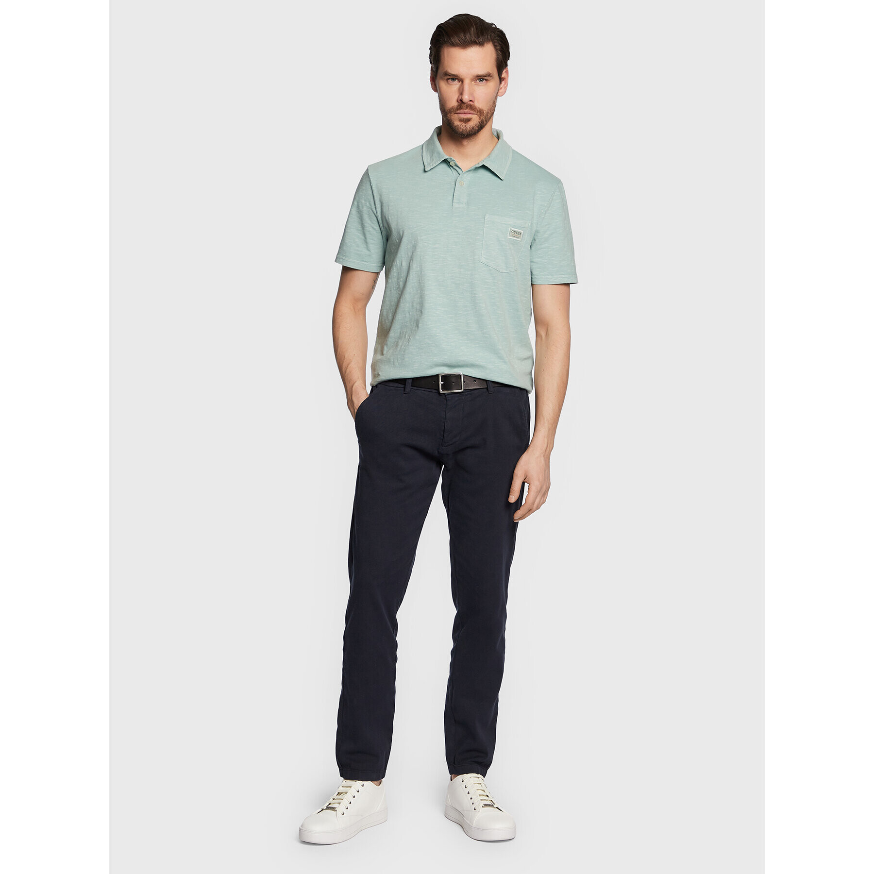 Guess Tricou polo Criofan M3RP19 KBL31 Verde Regular Fit - Pled.ro