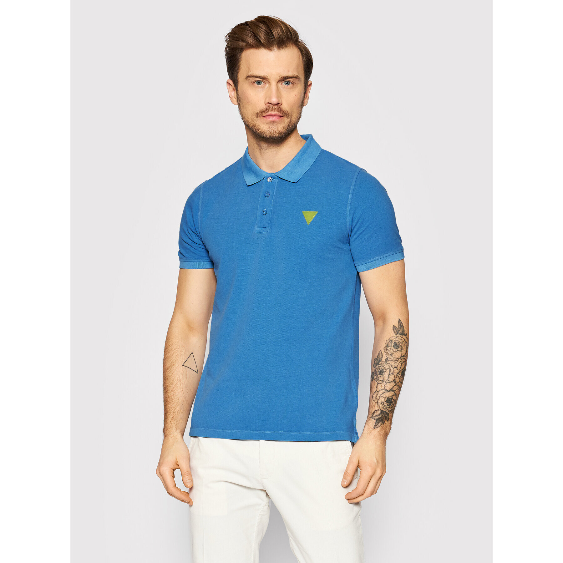 Guess Tricou polo F1GP00 K9WF1 Albastru Slim Fit - Pled.ro