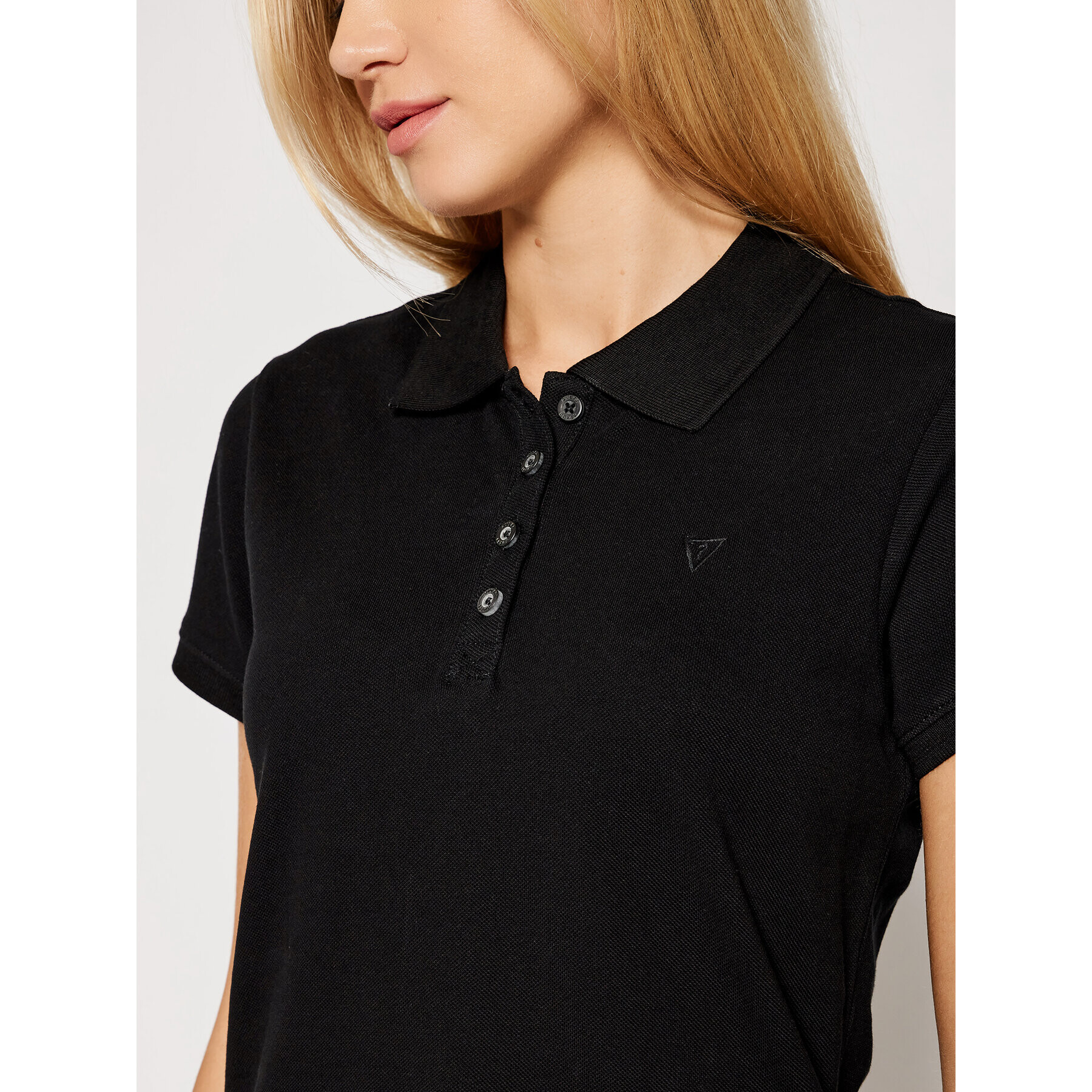 Guess Tricou polo Logo Pique W1YP38 RAQS0 Negru Regular Fit - Pled.ro