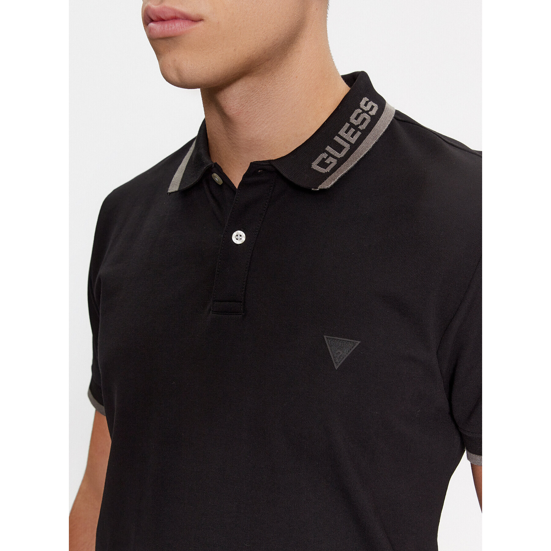 Guess Tricou polo Lyle M4RP60 K7O64 Negru Slim Fit - Pled.ro