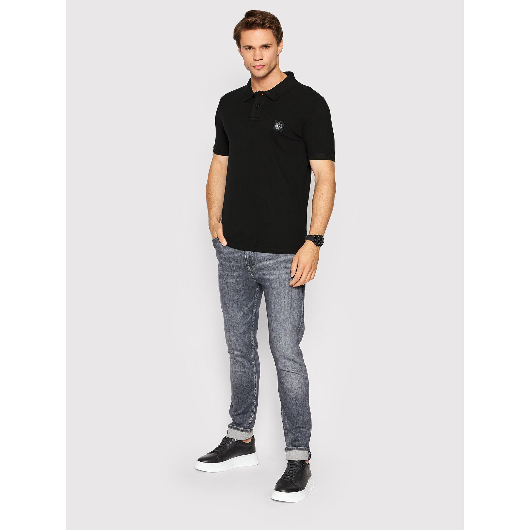 Guess Tricou polo M1BP01 K9WF1 Negru Slim Fit - Pled.ro