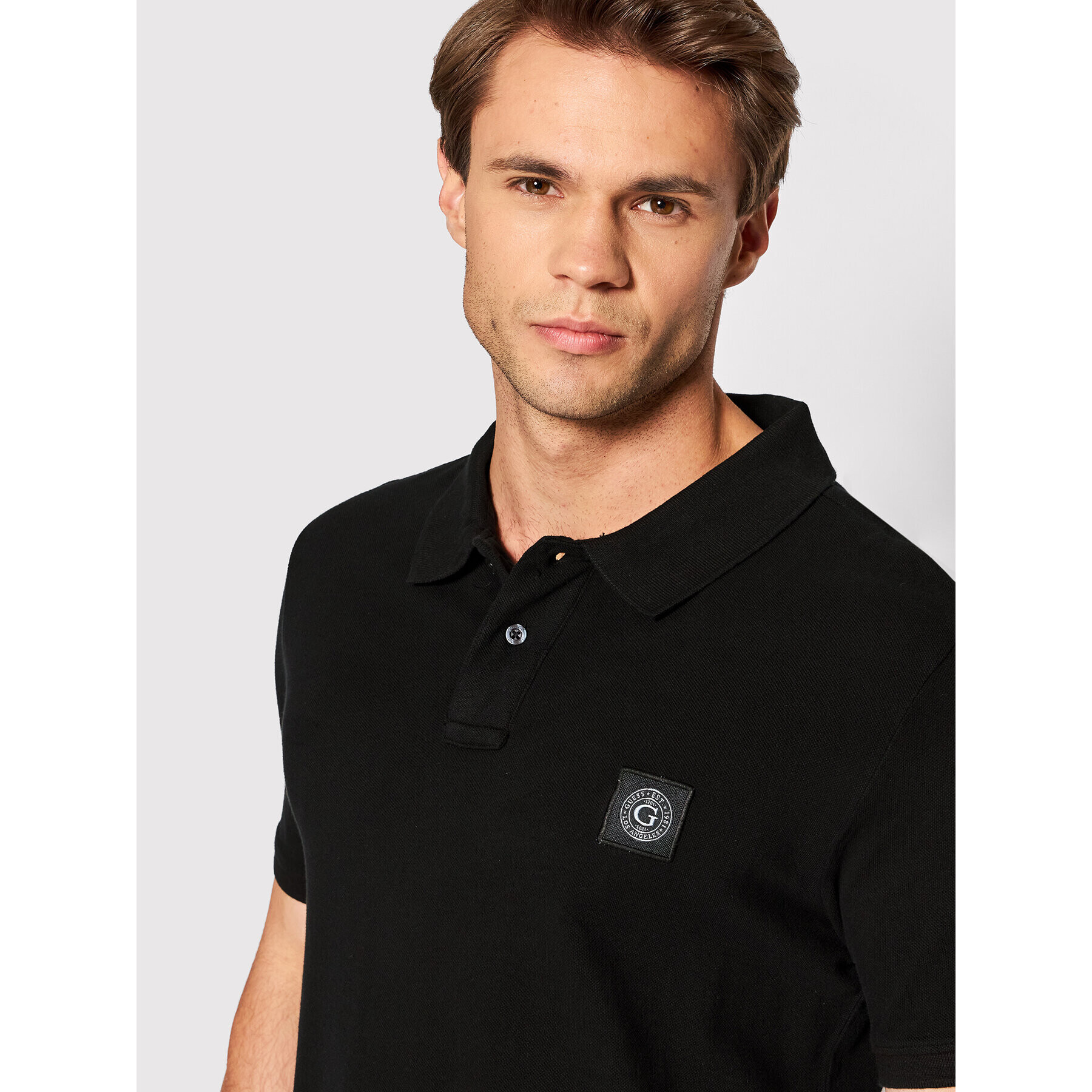 Guess Tricou polo M1BP01 K9WF1 Negru Slim Fit - Pled.ro