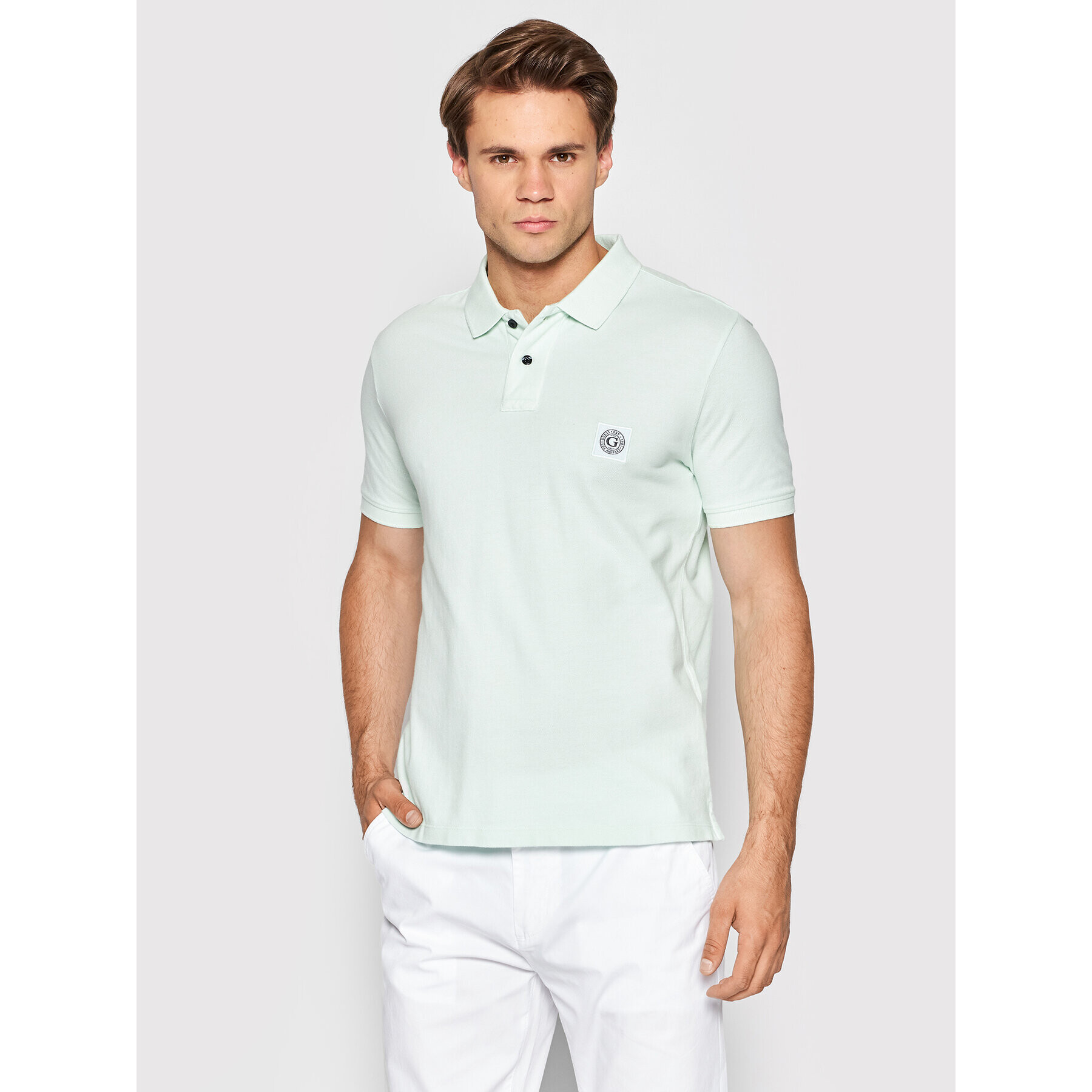 Guess Tricou polo M1BP01 K9WF1 Verde Slim Fit - Pled.ro