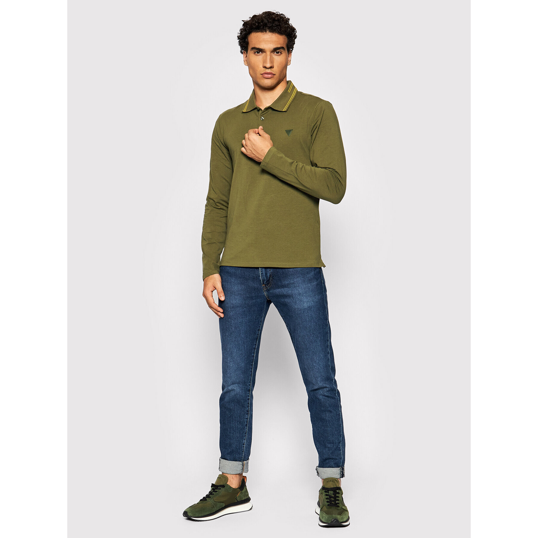 Guess Tricou polo M1BP36 J1311 Verde Extra Slim Fit - Pled.ro