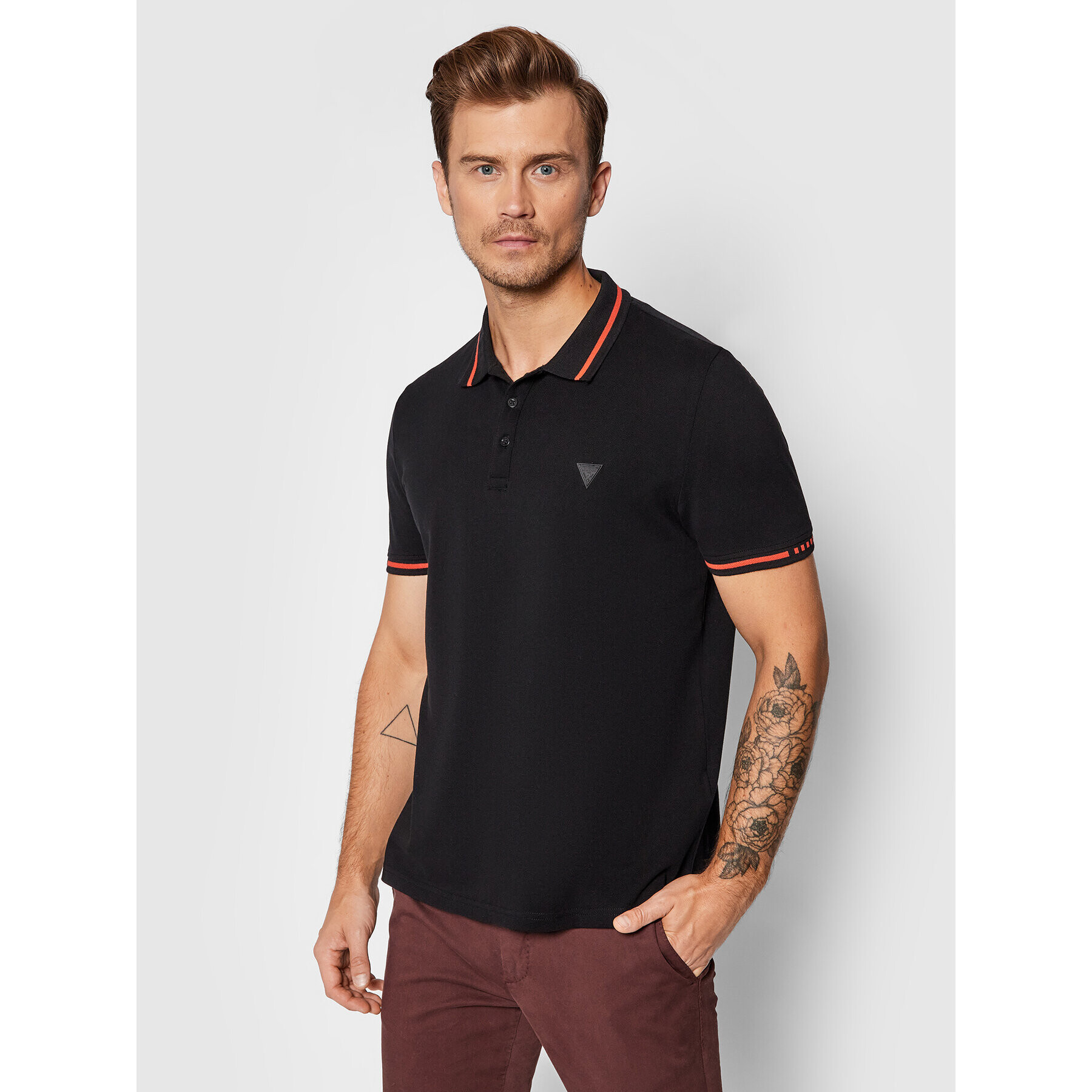 Guess Tricou polo M1BP55 K9WF1 Negru Slim Fit - Pled.ro