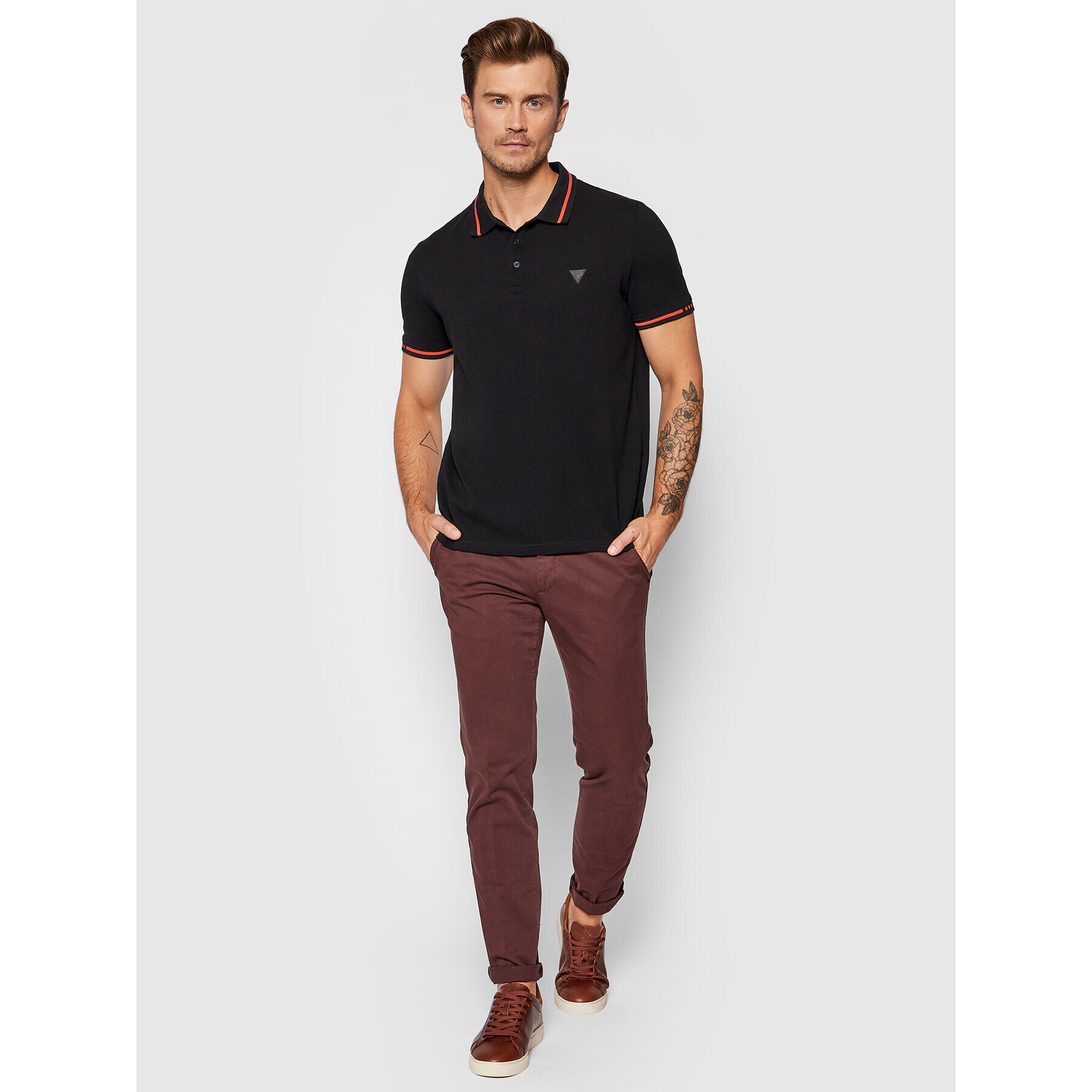 Guess Tricou polo M1BP55 K9WF1 Negru Slim Fit - Pled.ro